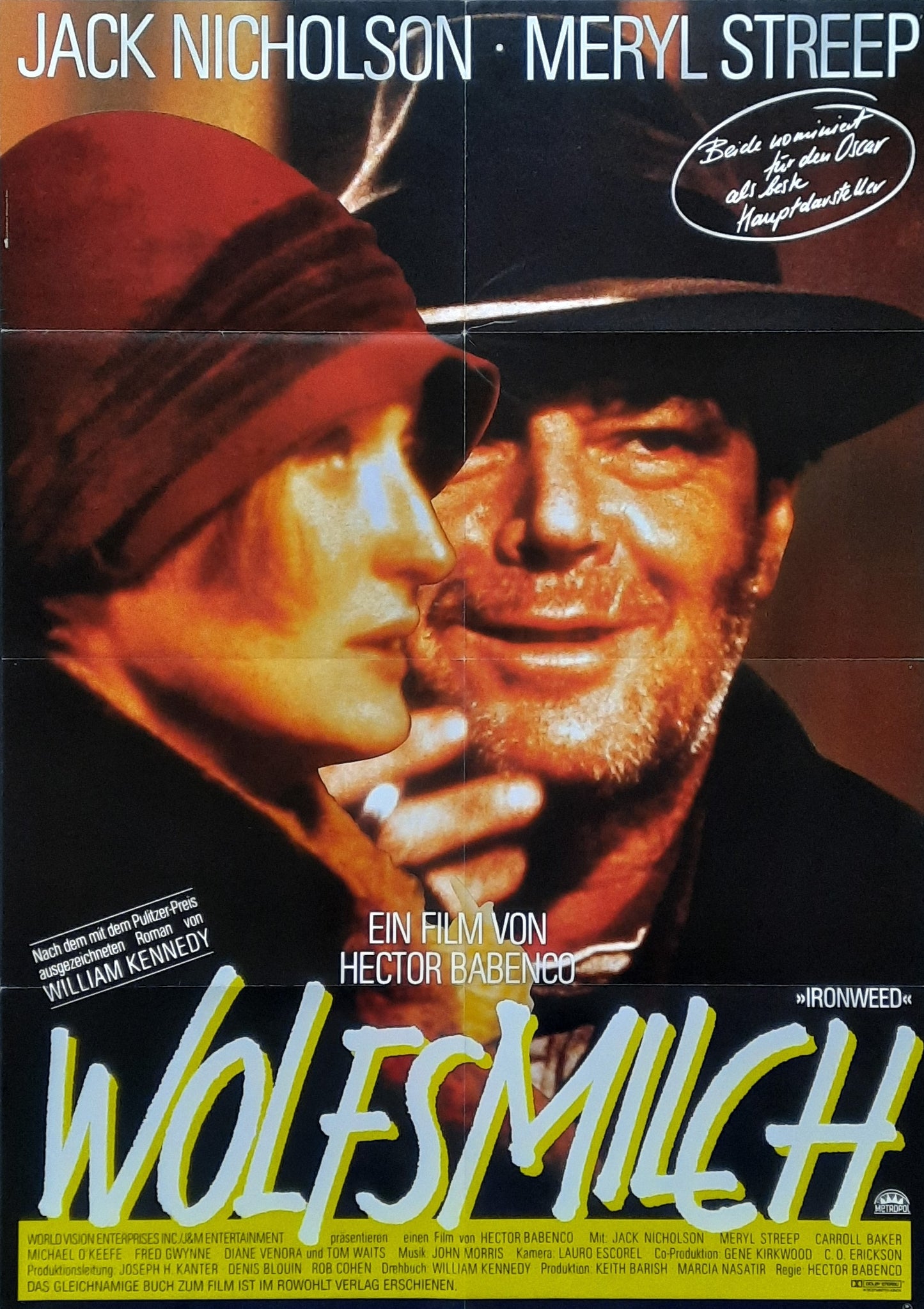 IRONWEED Original Movie Poster 1987 Jack Nicholson Meryl Streep Hector Babenco Germany 1