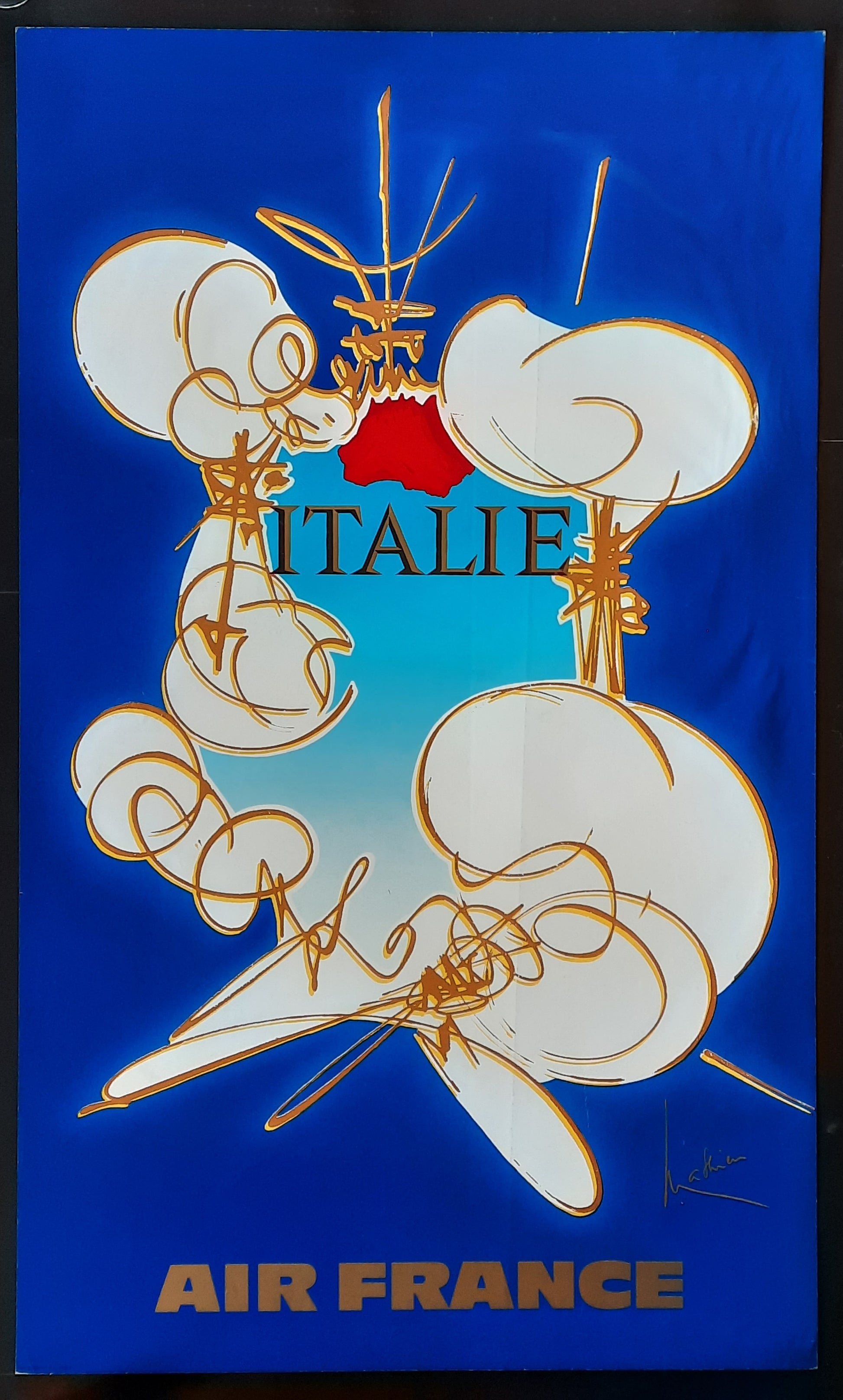 ITALIE - AIR FRANCE Original Advertising Poster 1967 designed by GEORGES MATHIEU 1