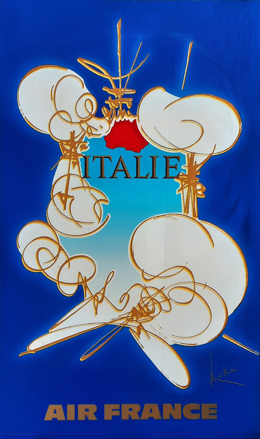 ITALIE - AIR FRANCE Original Advertising Poster 1967 designed by GEORGES MATHIEU 1