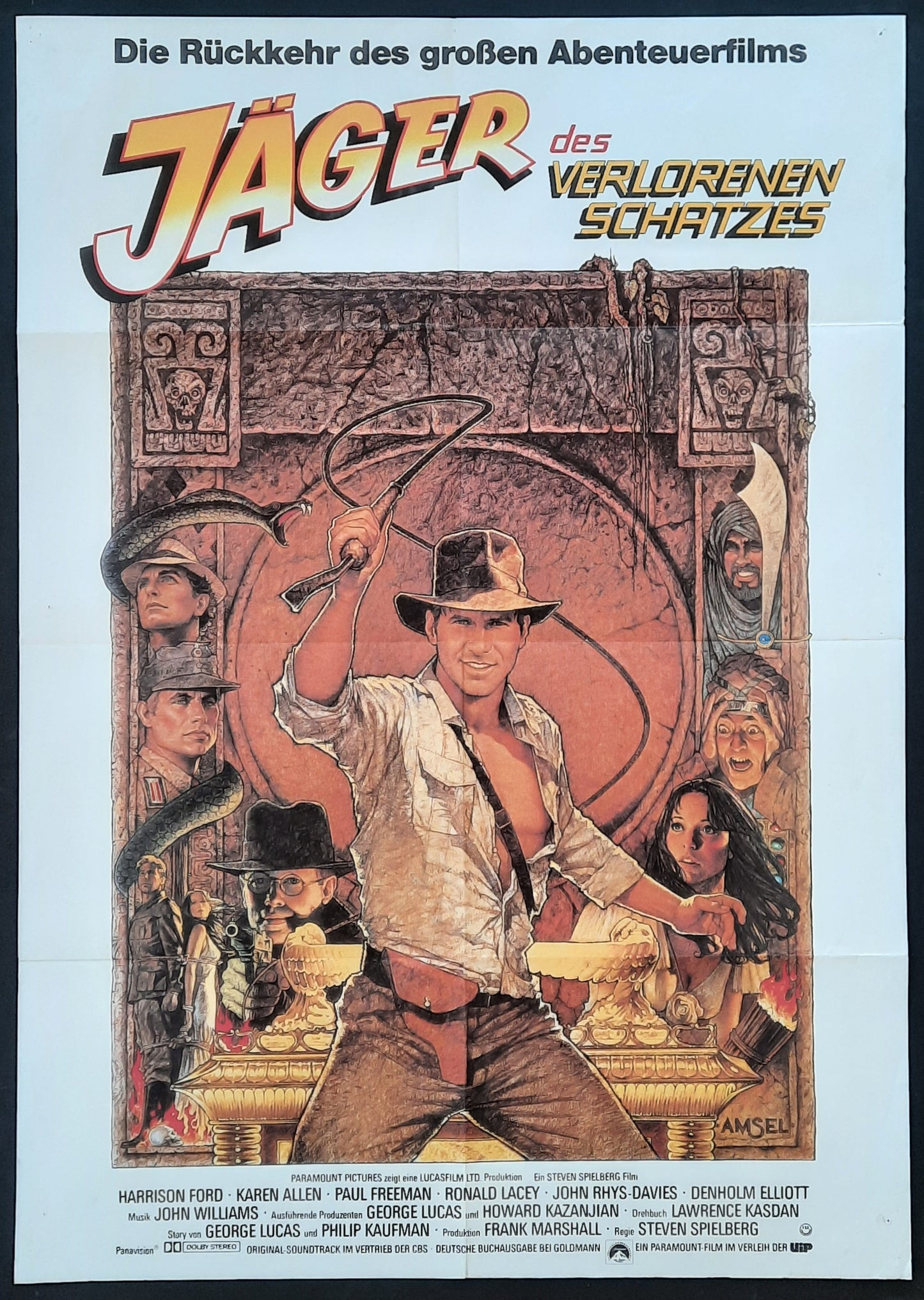 RAIDERS OF THE LOST ARK Original Movie Poster 1982 Indiana Jones German 1-Sheet Poster