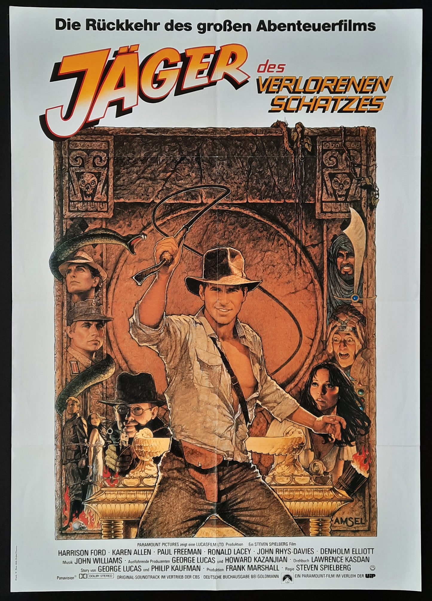 RAIDERS OF THE LOST ARK 1982 Indiana Jones German 1-Sheet Movie Poster