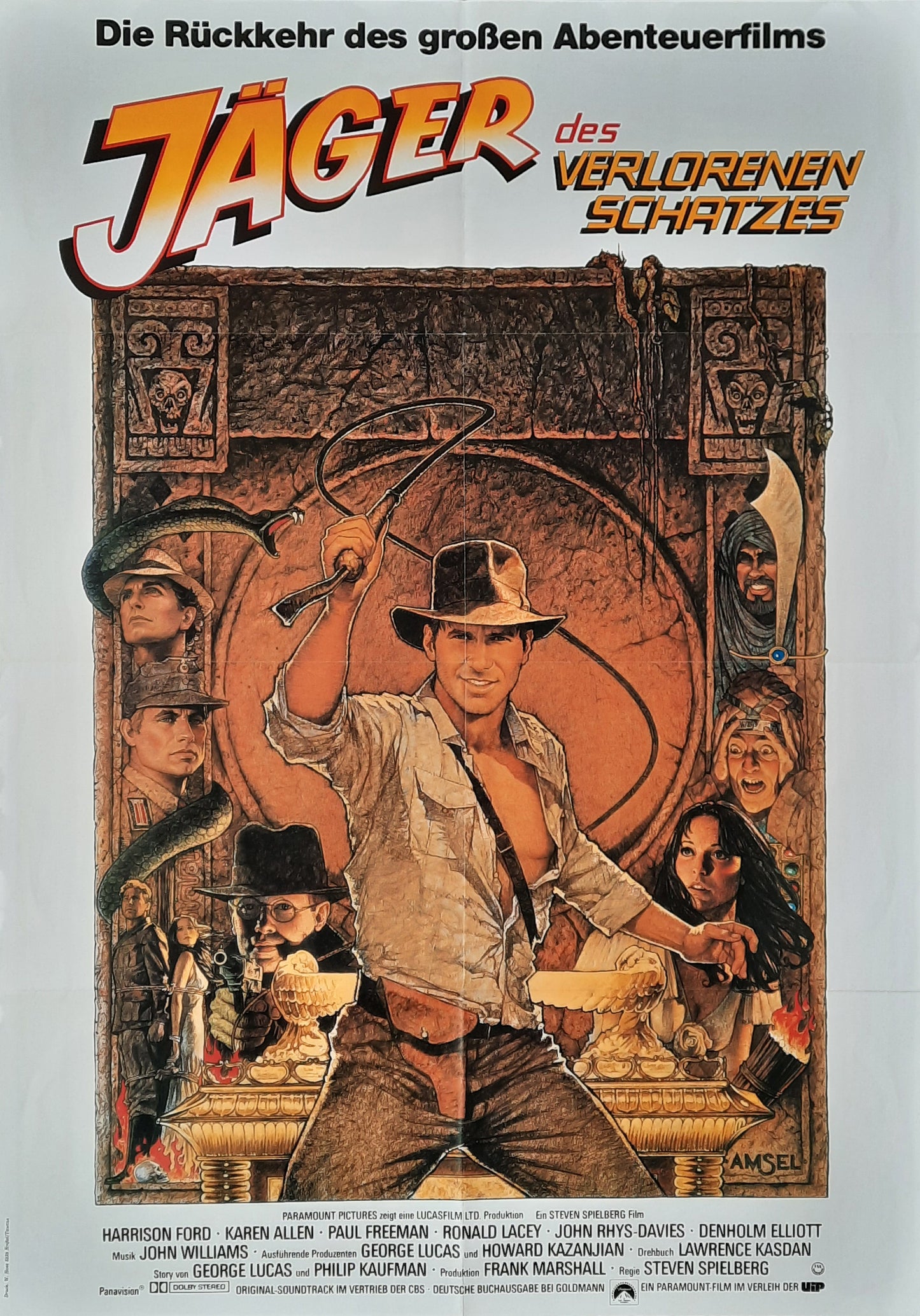 RAIDERS OF THE LOST ARK 1982 Indiana Jones German 1-Sheet Movie Poster