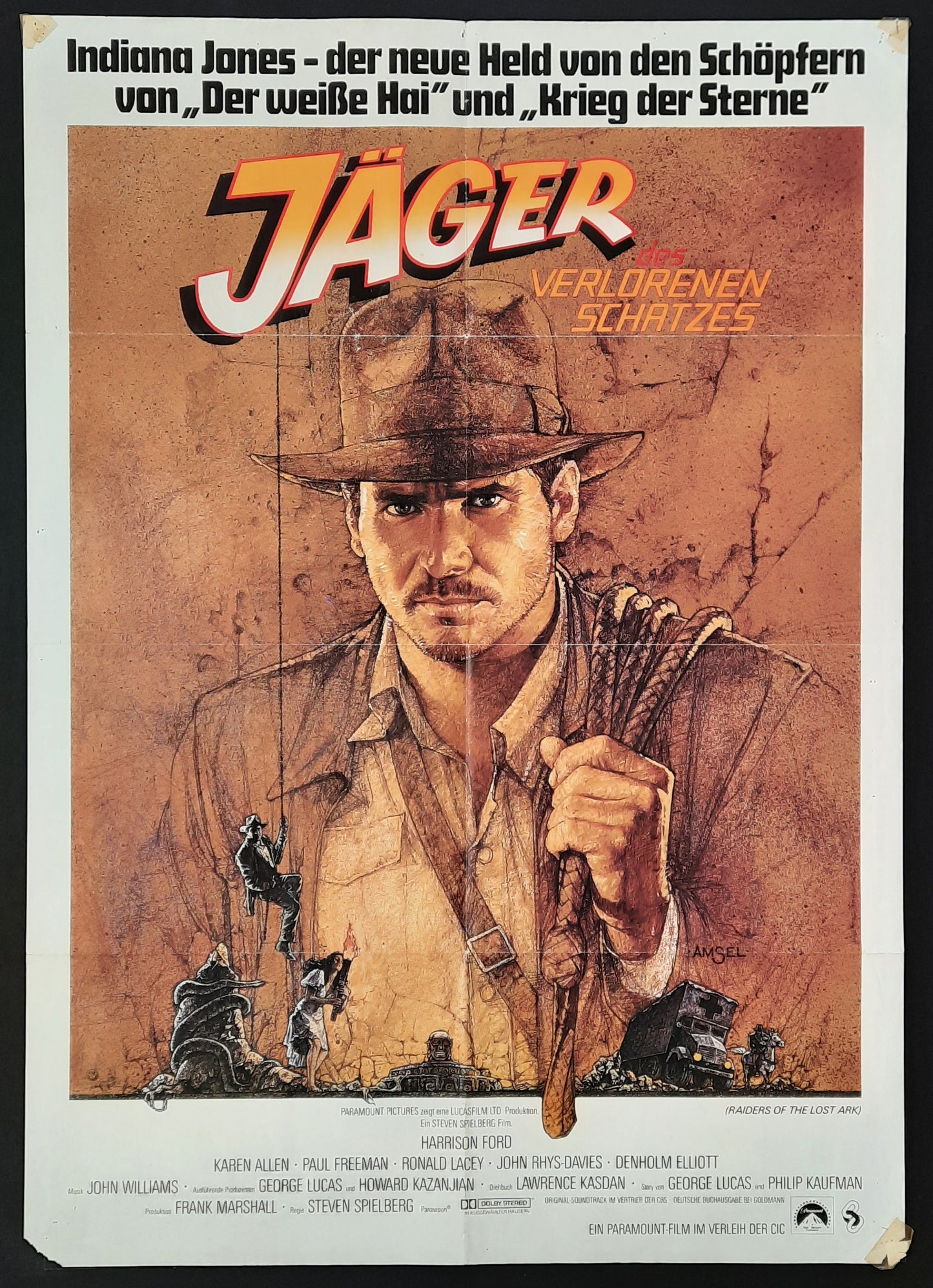 RAIDERS OF THE LOST ARK 1981 Indiana Jones German 1-Sheet Movie Poster