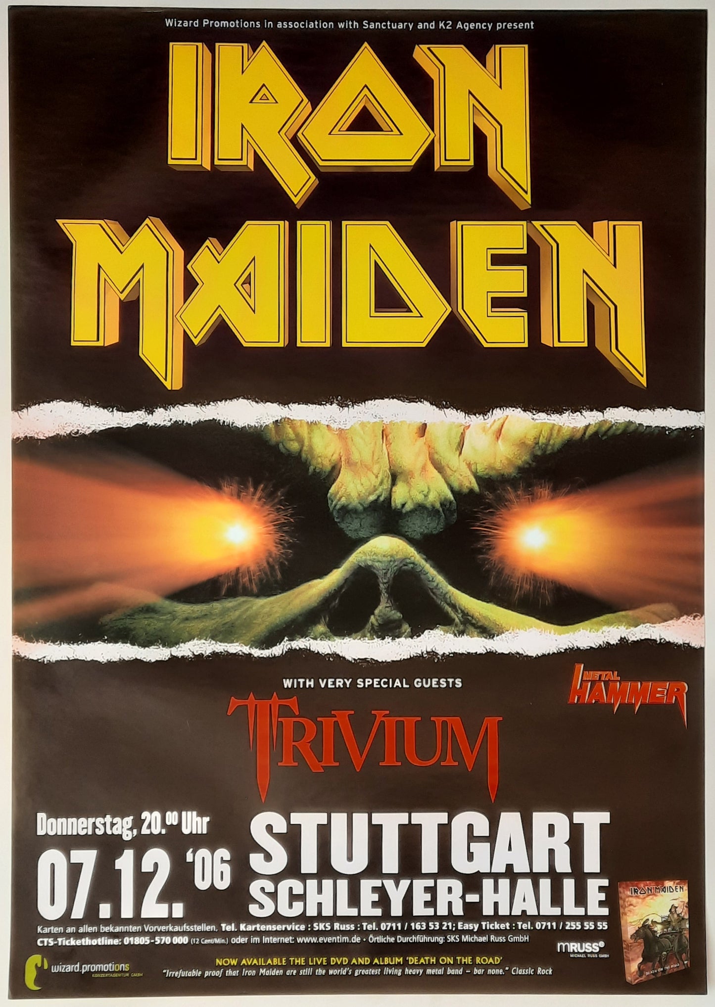 IRON MAIDEN 2006 Concert Poster Dec 7th Stuttgart Germany 1st print