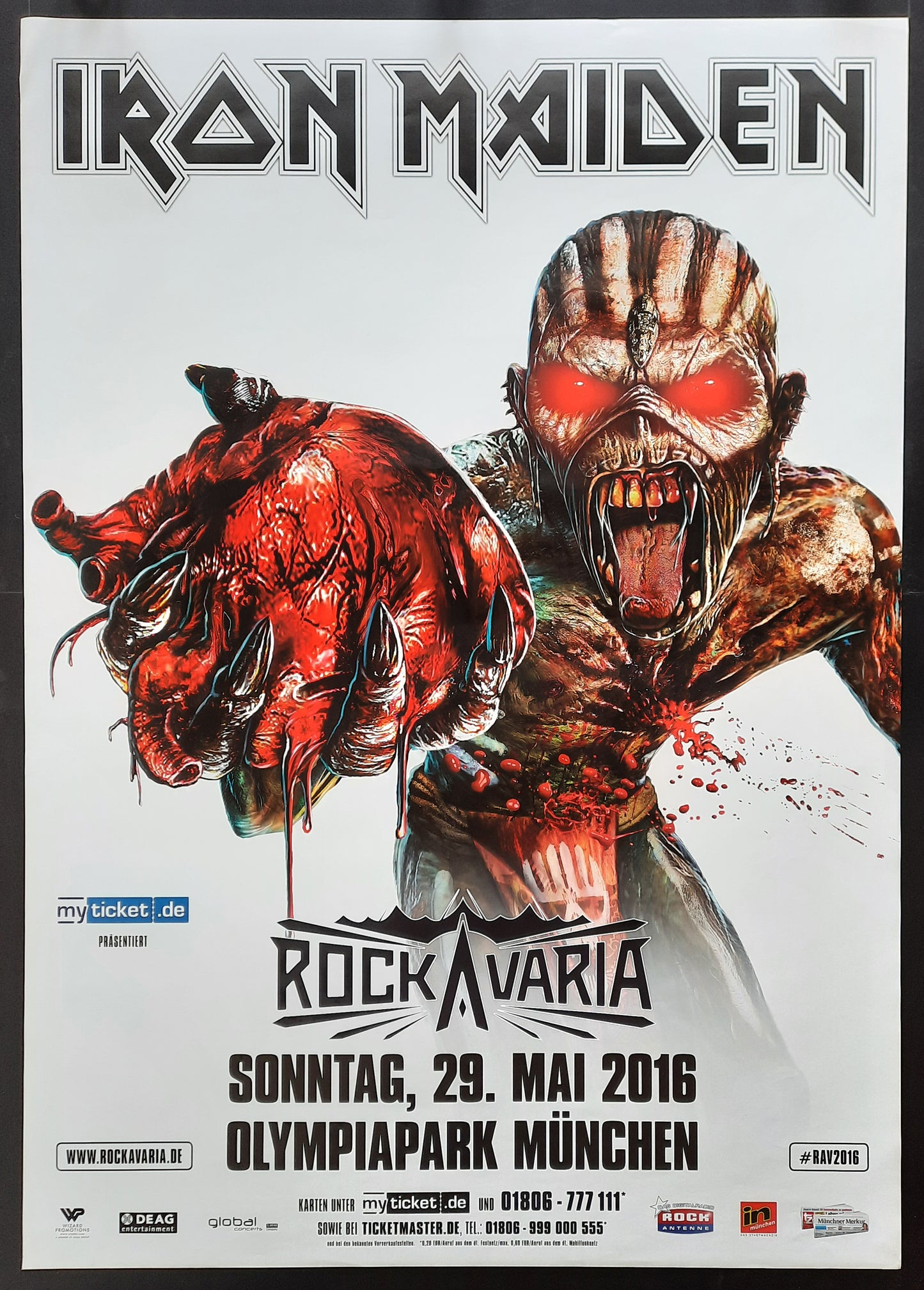 IRON MAIDEN 2016 Concert Poster Munich Germany 1st print SUBWAY POSTER!