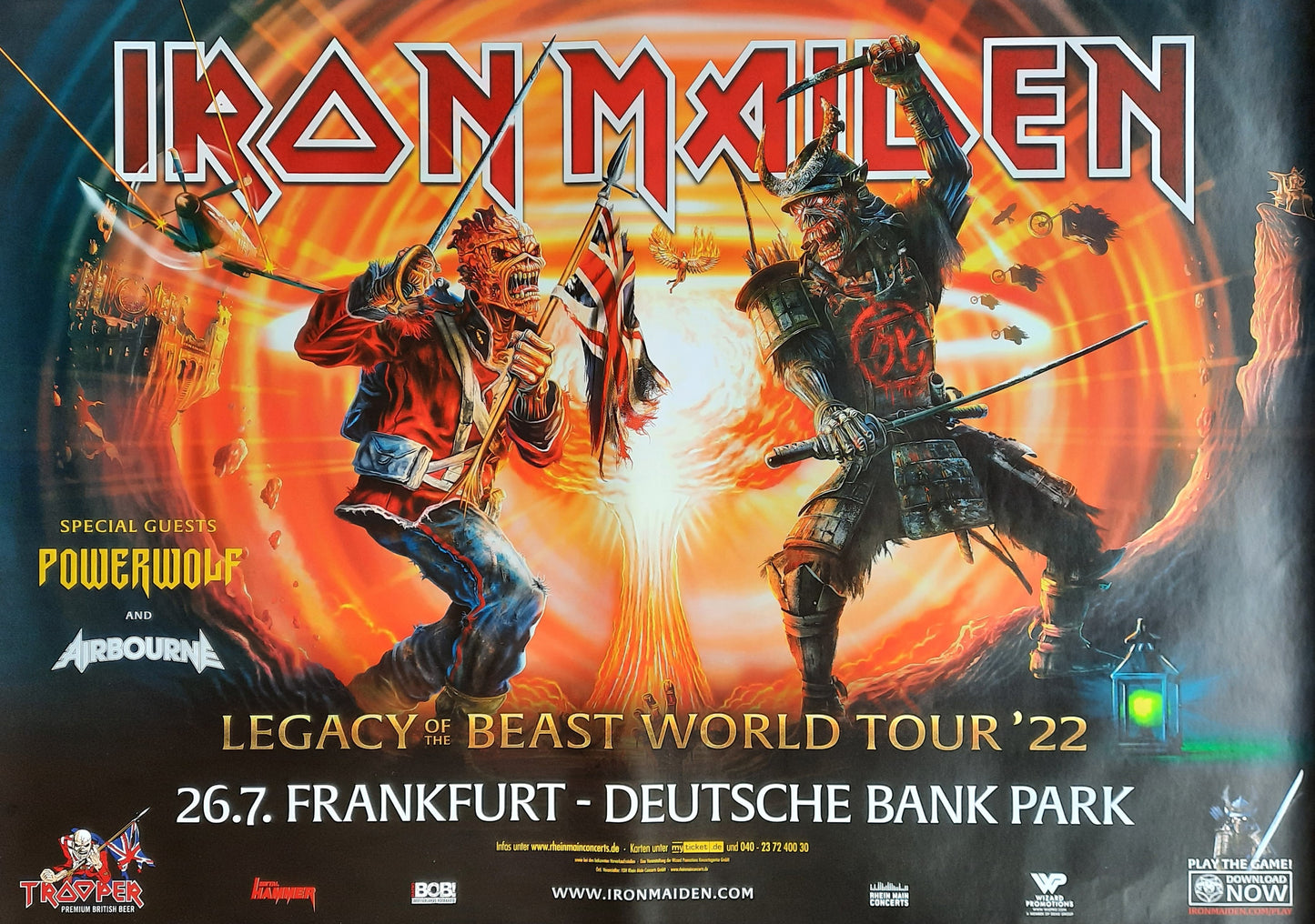 IRON MAIDEN 2022 Concert Poster Frankfurt Germany 1st print SUBWAY POSTER!