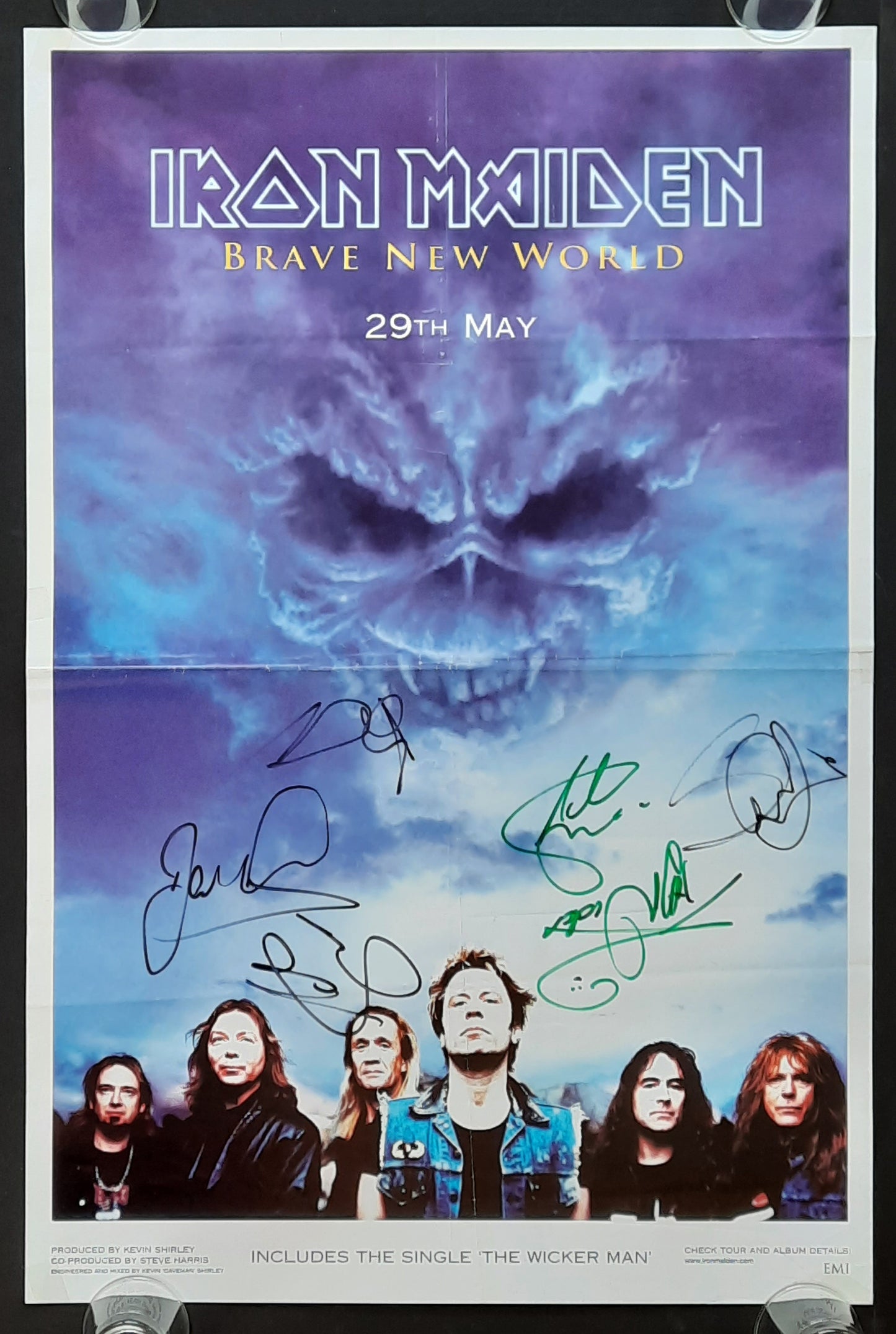 IRON MAIDEN 2000 Promotion Poster "Brave New World" COMPLETE BAND SIGNED!!!