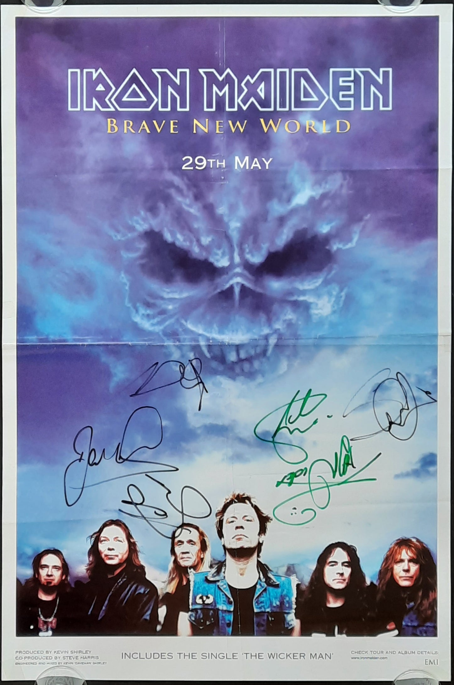 IRON MAIDEN 2000 Promotion Poster "Brave New World" COMPLETE BAND SIGNED!!!