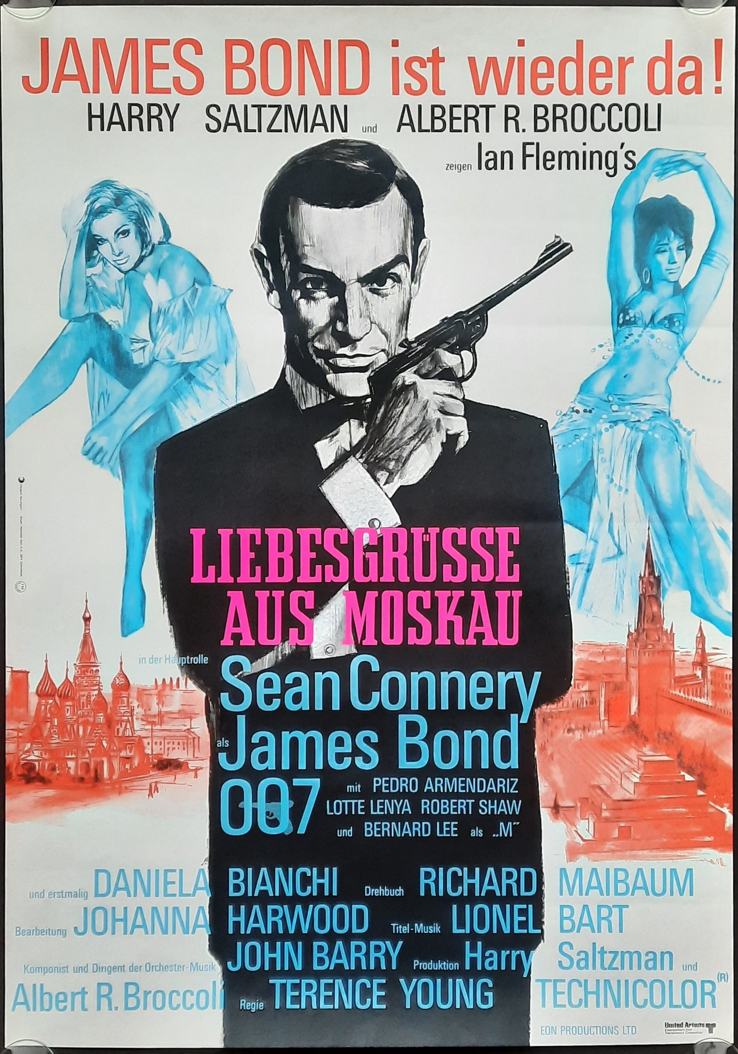 JAMES BOND "From Russia With Love R-1970s (1963) German 1-Sheet Movie Poster 23 x 33 ROLLED