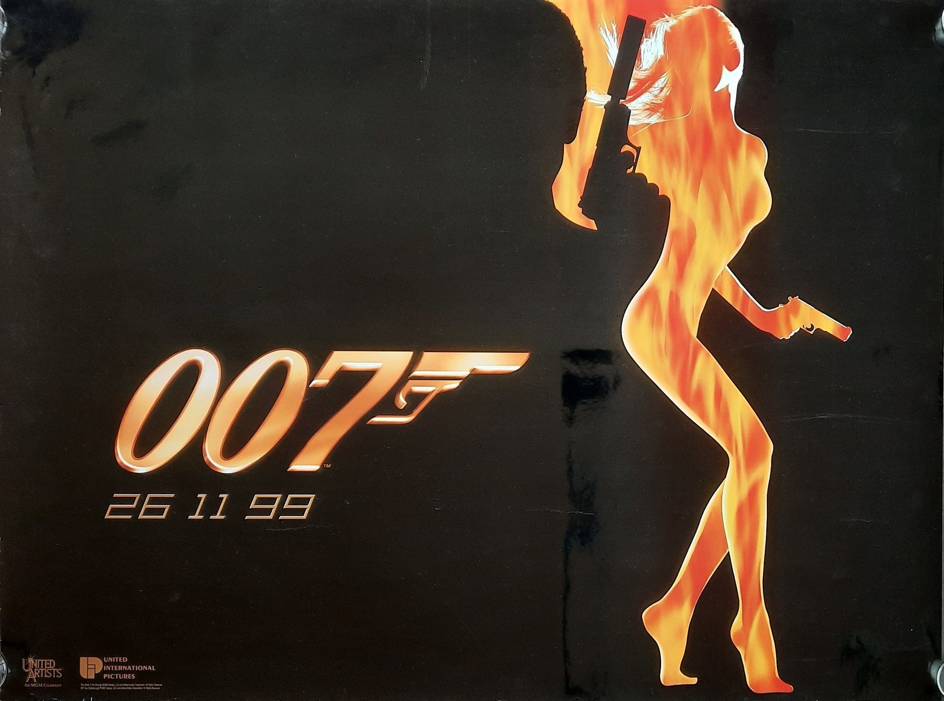 JAMES BOND "The World Is Not Enough" 1999 Teaser-Poster Pierce Brosnan UK Quad Movie Poster 30 x 40 first print ROLLED