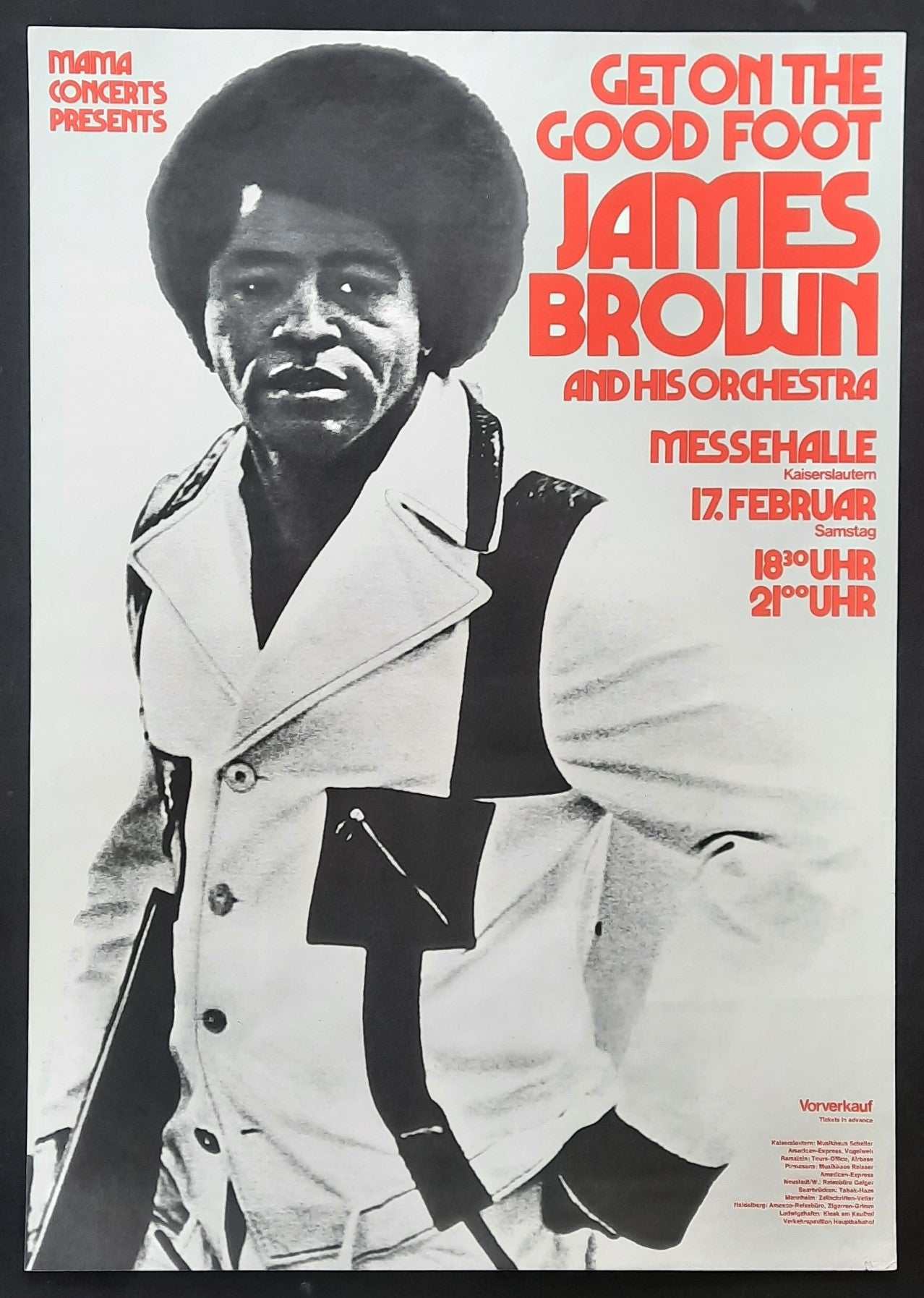 JAMES BROWN Original Concert Poster Feruary 17, 1973 Kaiserslautern Germany
