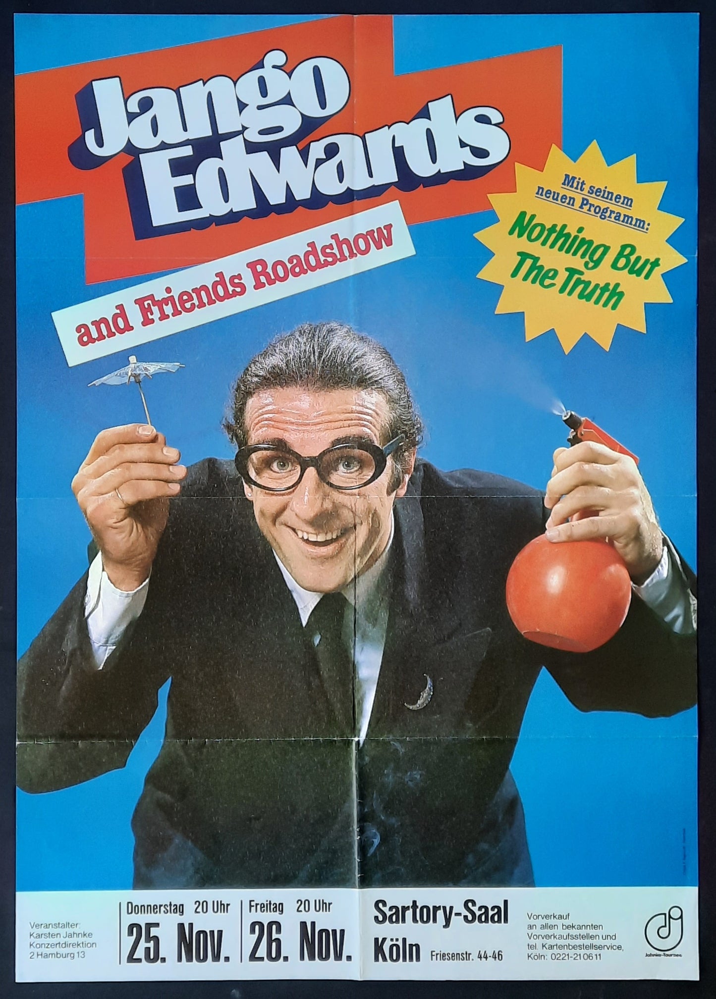 JANGO EDWARDS Original Concert / SHow Poster 1982 Cologne Germany