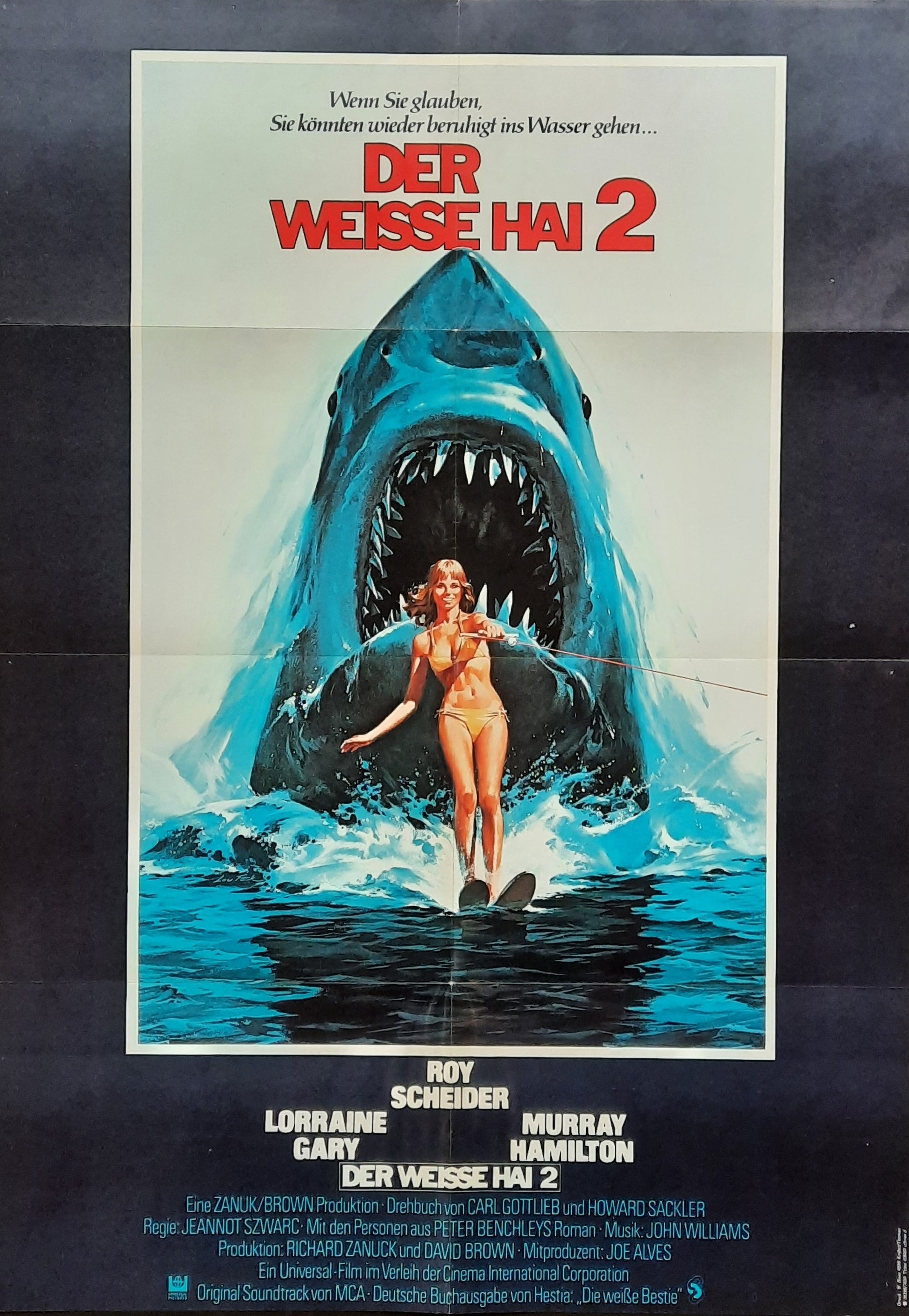 JAWS 2 Roy Scheider 1978 German 1-Sheet Movie Poster
