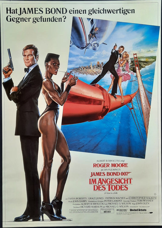 JAMES BOND "View to a Kill" 1985 Poster Roger Moore Grace Jones German 1-Sheet Movie Poster 23 x 33 first print ROLLED