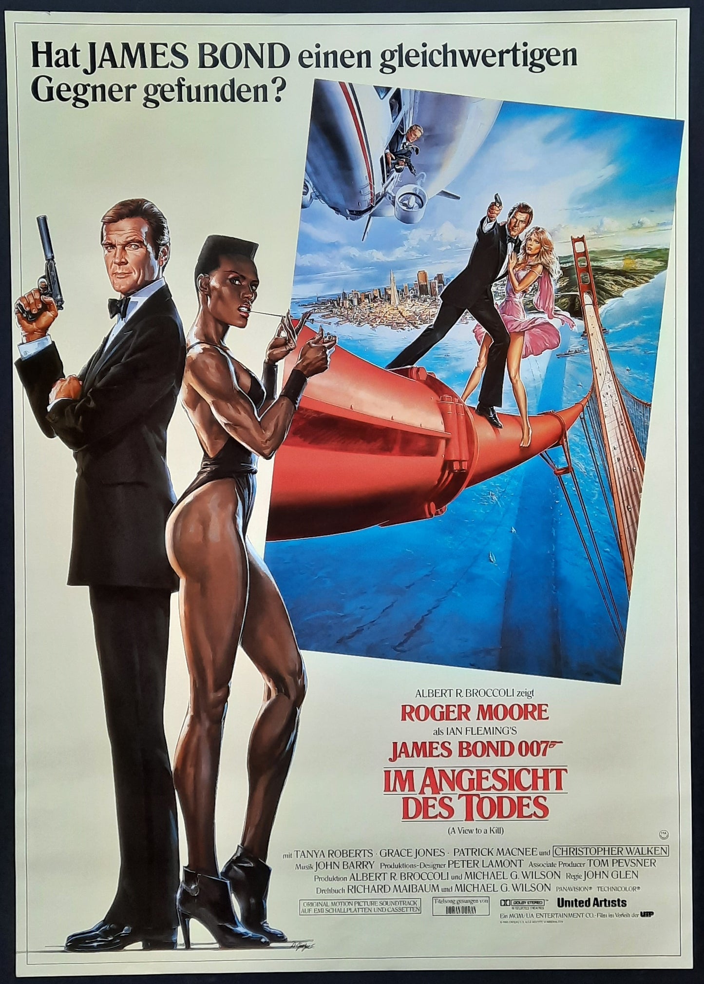 JAMES BOND "View to a Kill" 1985 Poster Roger Moore Grace Jones German 1-Sheet Movie Poster 23 x 33 first print ROLLED