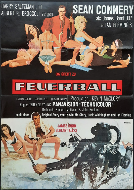 JAMES BOND "Thunderball" R-1972 (1965) Poster Sean Connery German 1-Sheet Movie Poster 23 x 33