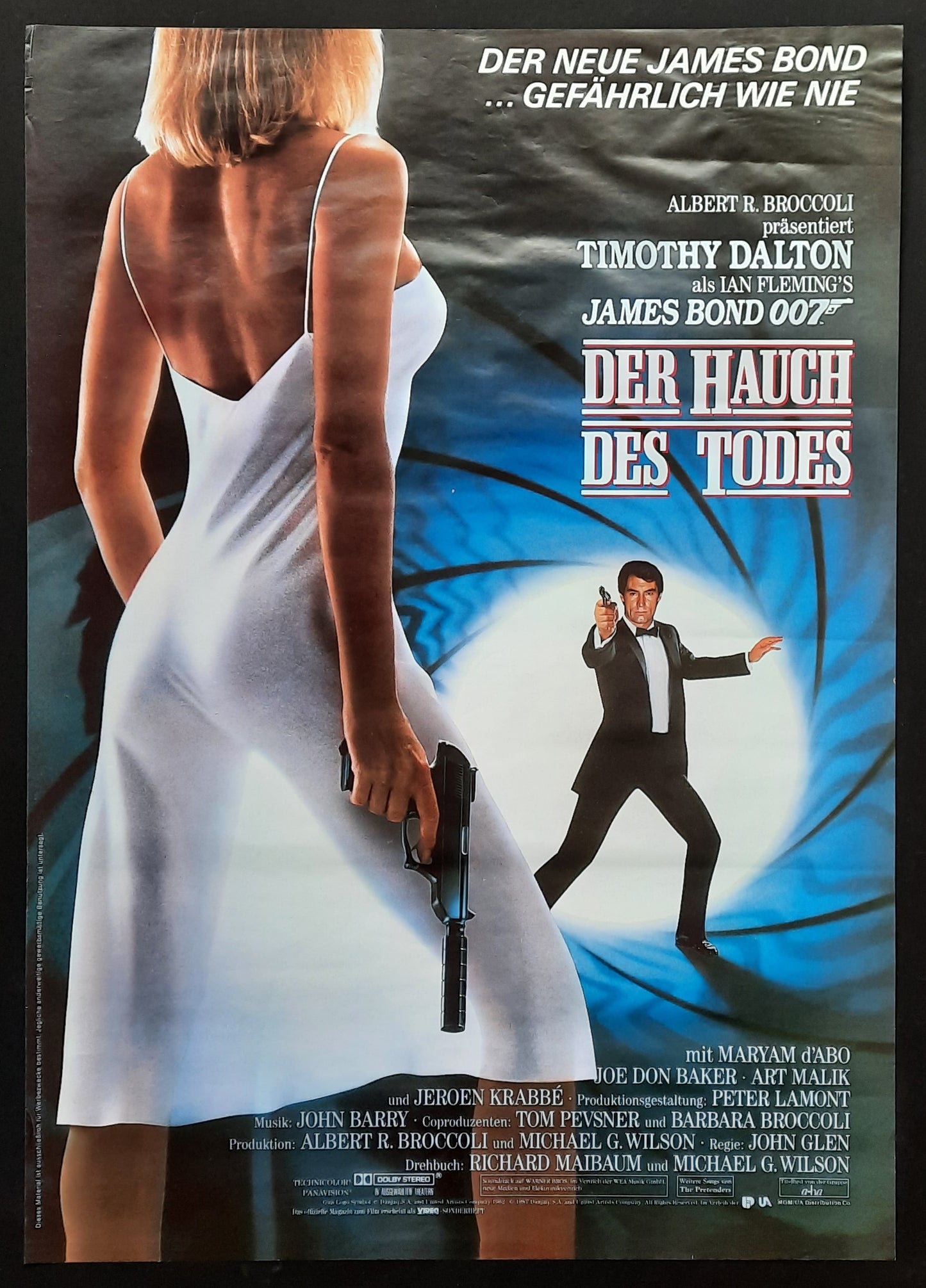 JAMES BOND "The Living Daylights" 1987 Poster Timothy Dalton German 1-Sheet Movie Poster 23 x 33 first print ROLLED