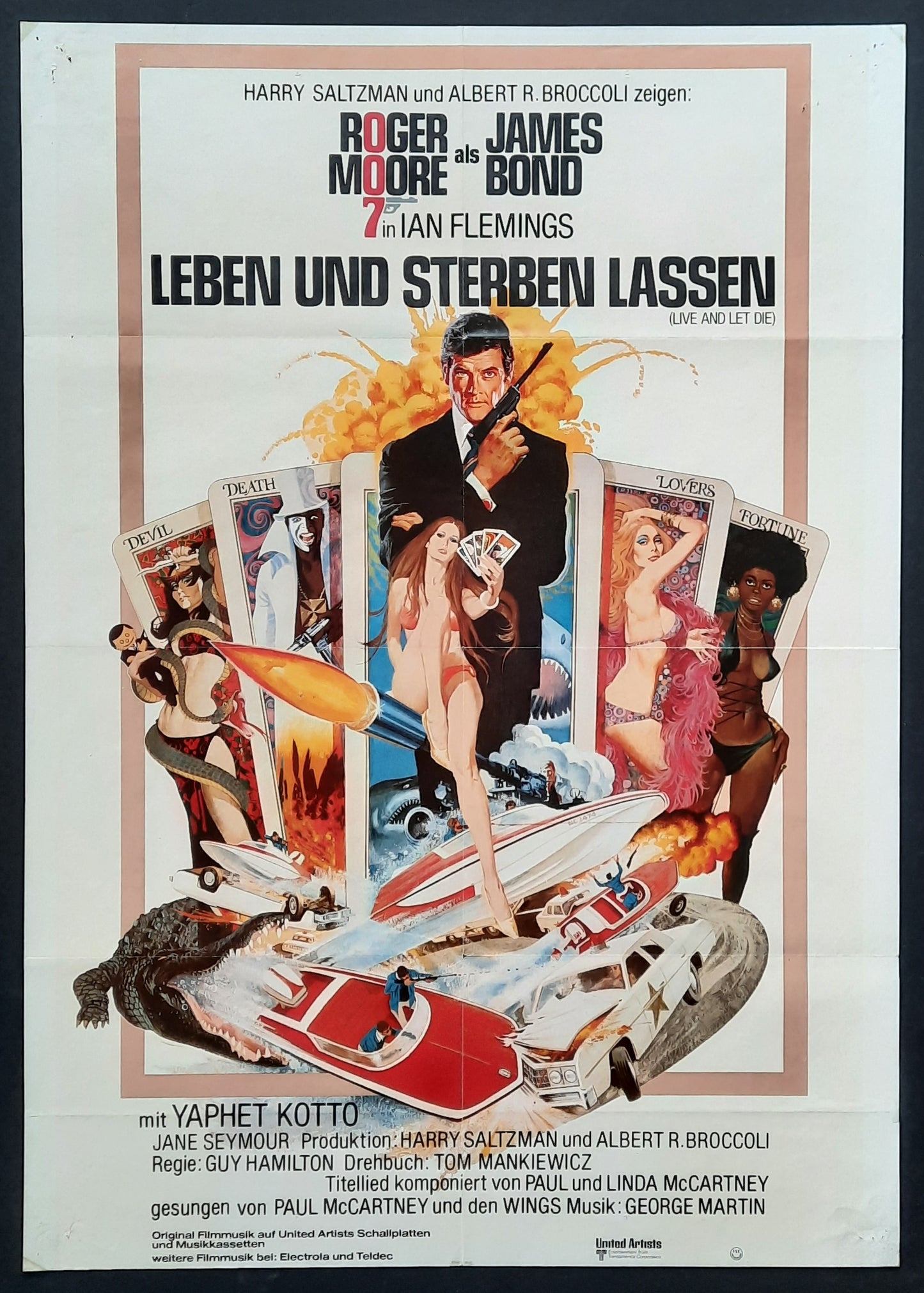 JAMES BOND "Live and let Die" 1973 Poster Roger Moore German 1-Sheet Movie Poster 23 x 33 first print