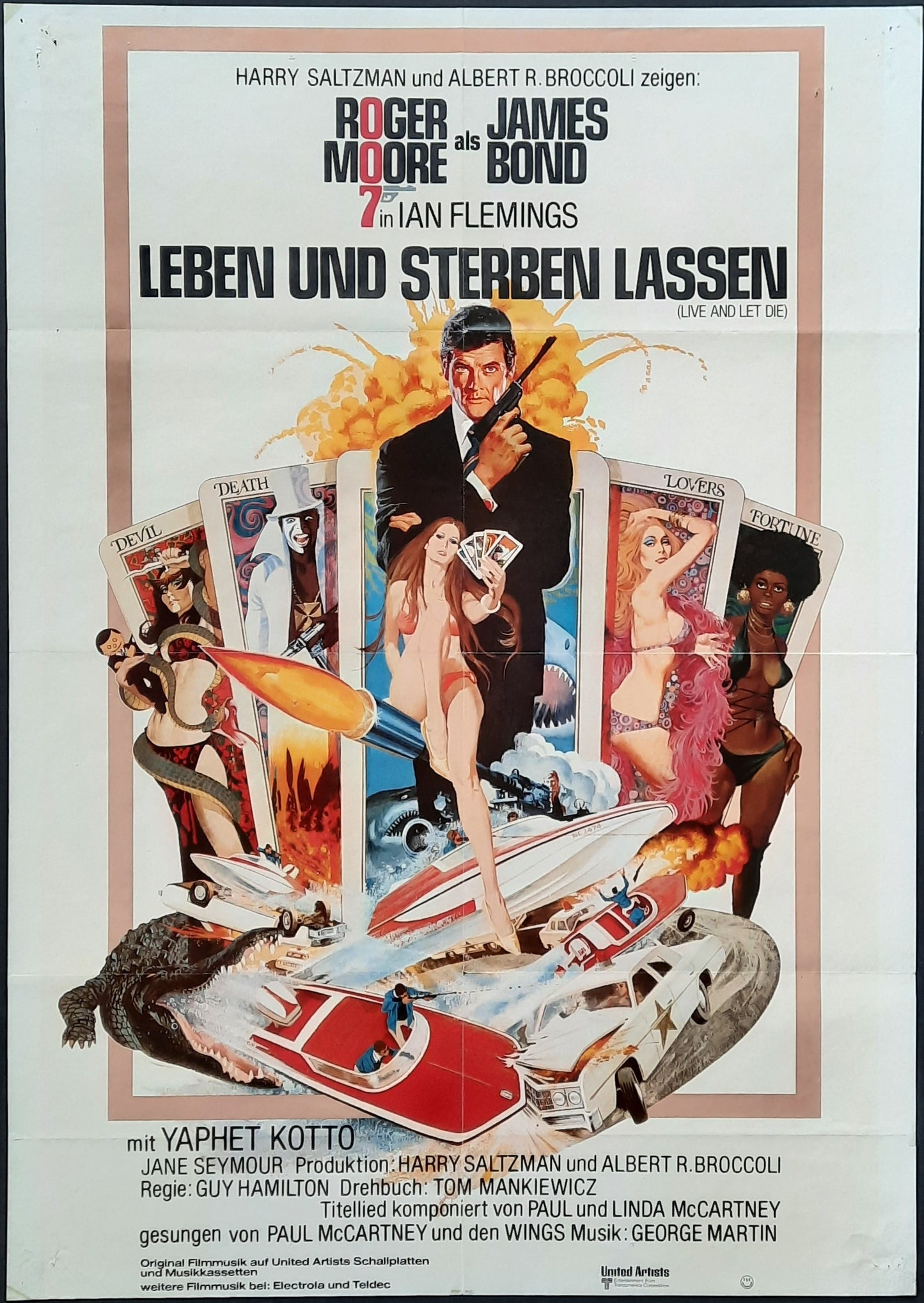 JAMES BOND "Live and let Die" 1973 Poster Roger Moore German 1-Sheet Movie Poster 23 x 33 first print