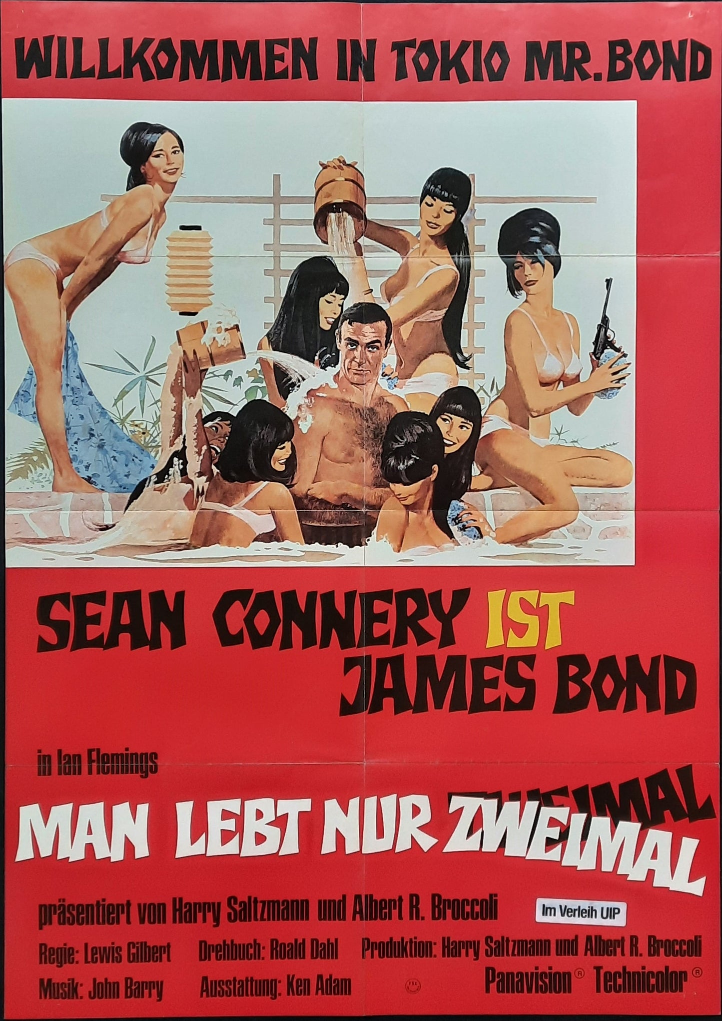 JAMES BOND "You Only Live Twice" R-1970s (1967) German 1-Sheet Movie Poster 23 x 33