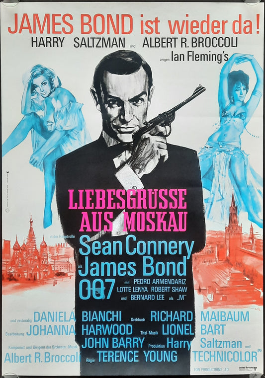 JAMES BOND "From Russia With Love R-1970s (1963) German 1-Sheet Movie Poster 23 x 33 ROLLED