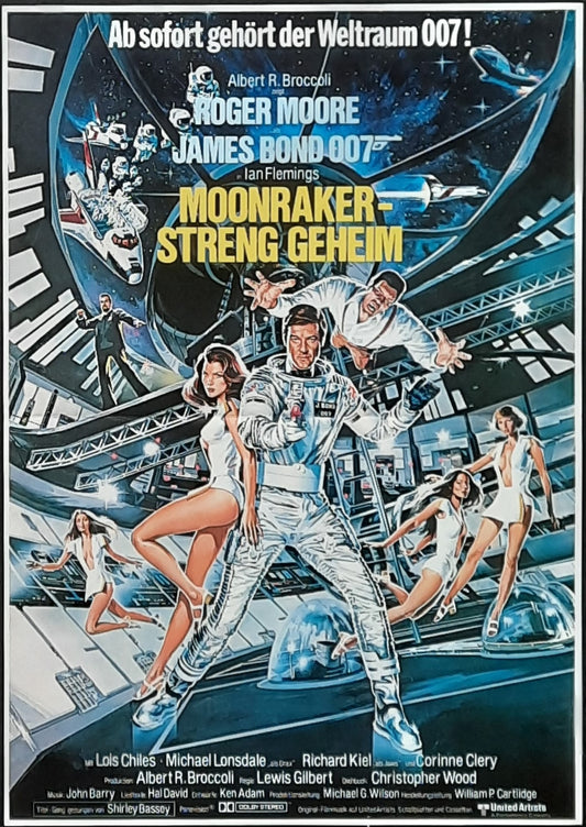 JAMES BOND "Moonraker" 1979 Poster Roger Moore German Half-Sheet Movie Poster first print ROLLED