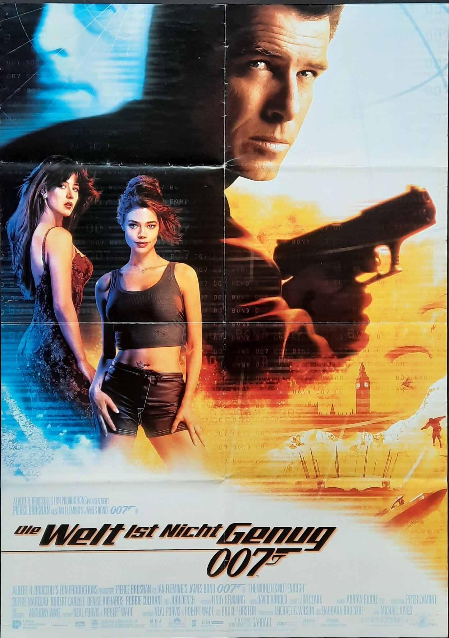 JAMES BOND "The World Is Not Enough" 1999 Poster Pierce Brosnan German 1-Sheet Movie Poster 23 x 33 first print