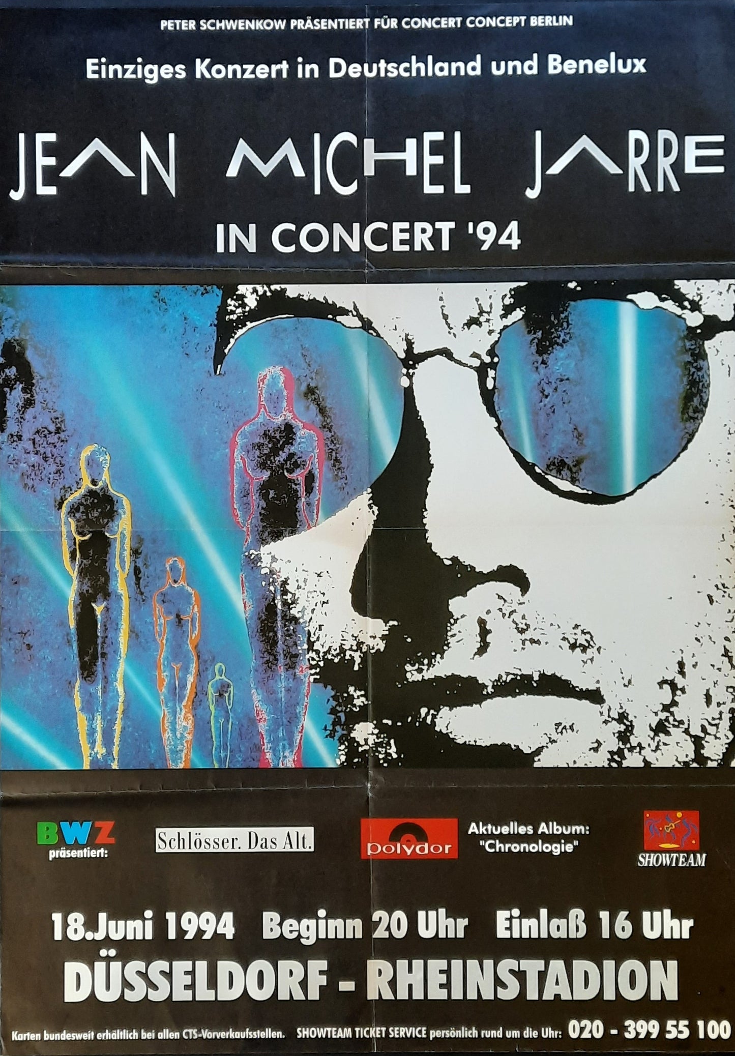 JEAN MICHEL JARRE Original Concert Poster June 18, 1994 Duesseldorf Germany