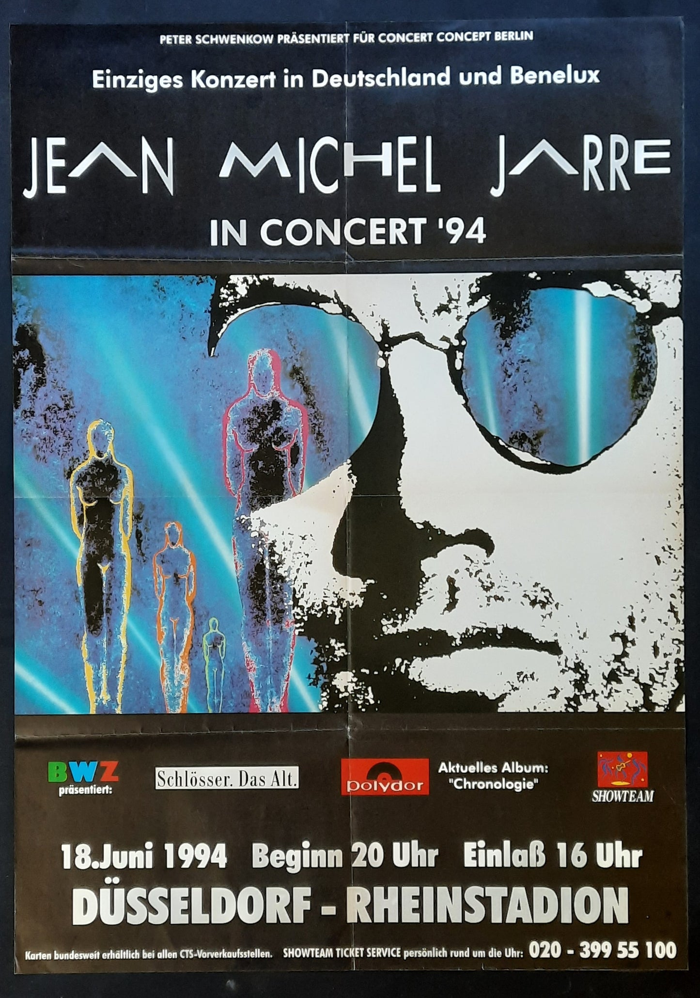 JEAN MICHEL JARRE Original Concert Poster June 18, 1994 Duesseldorf Germany