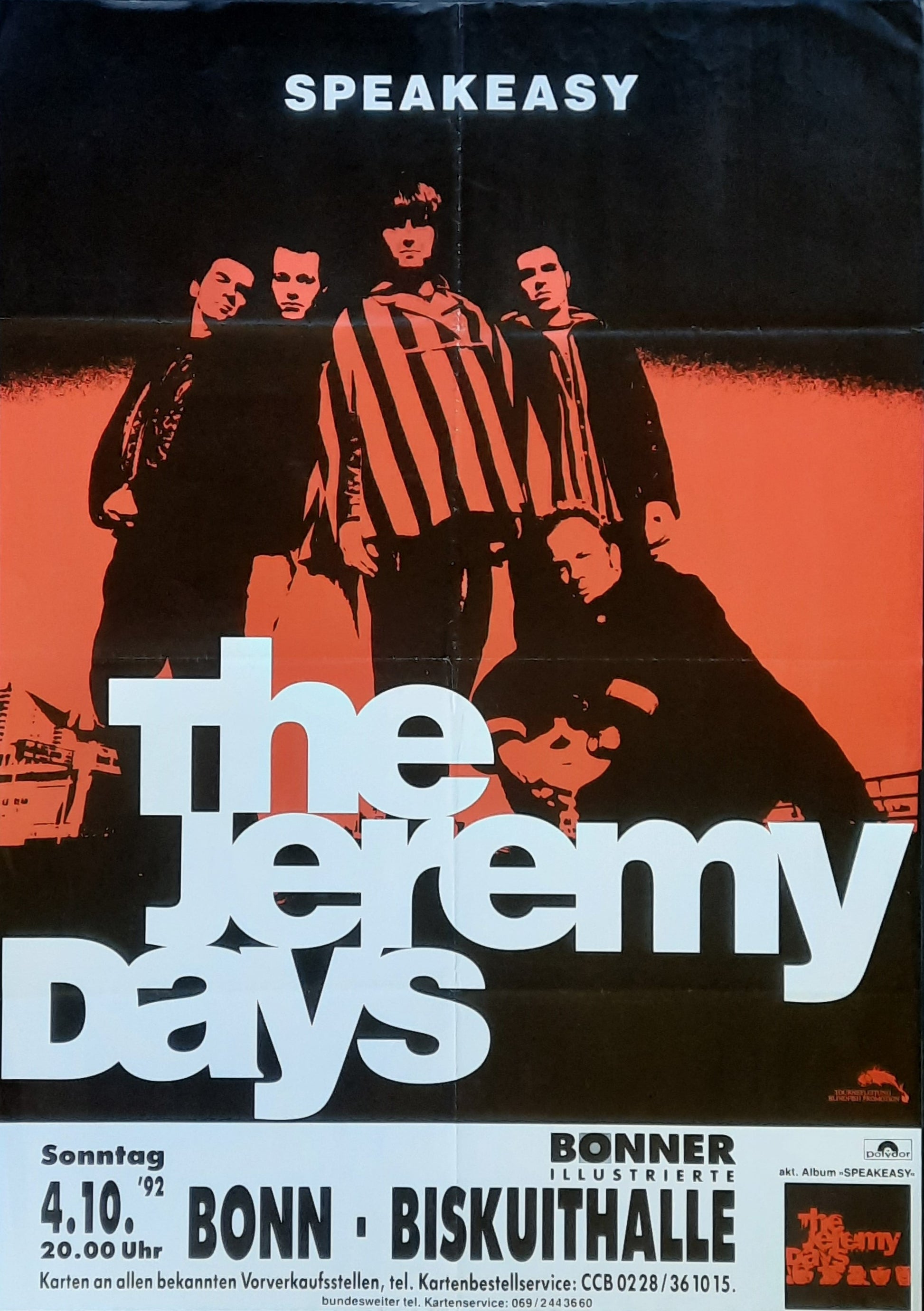 JEREMY DAYS Original Concert Poster October 4, 1992 Bonn Germany
