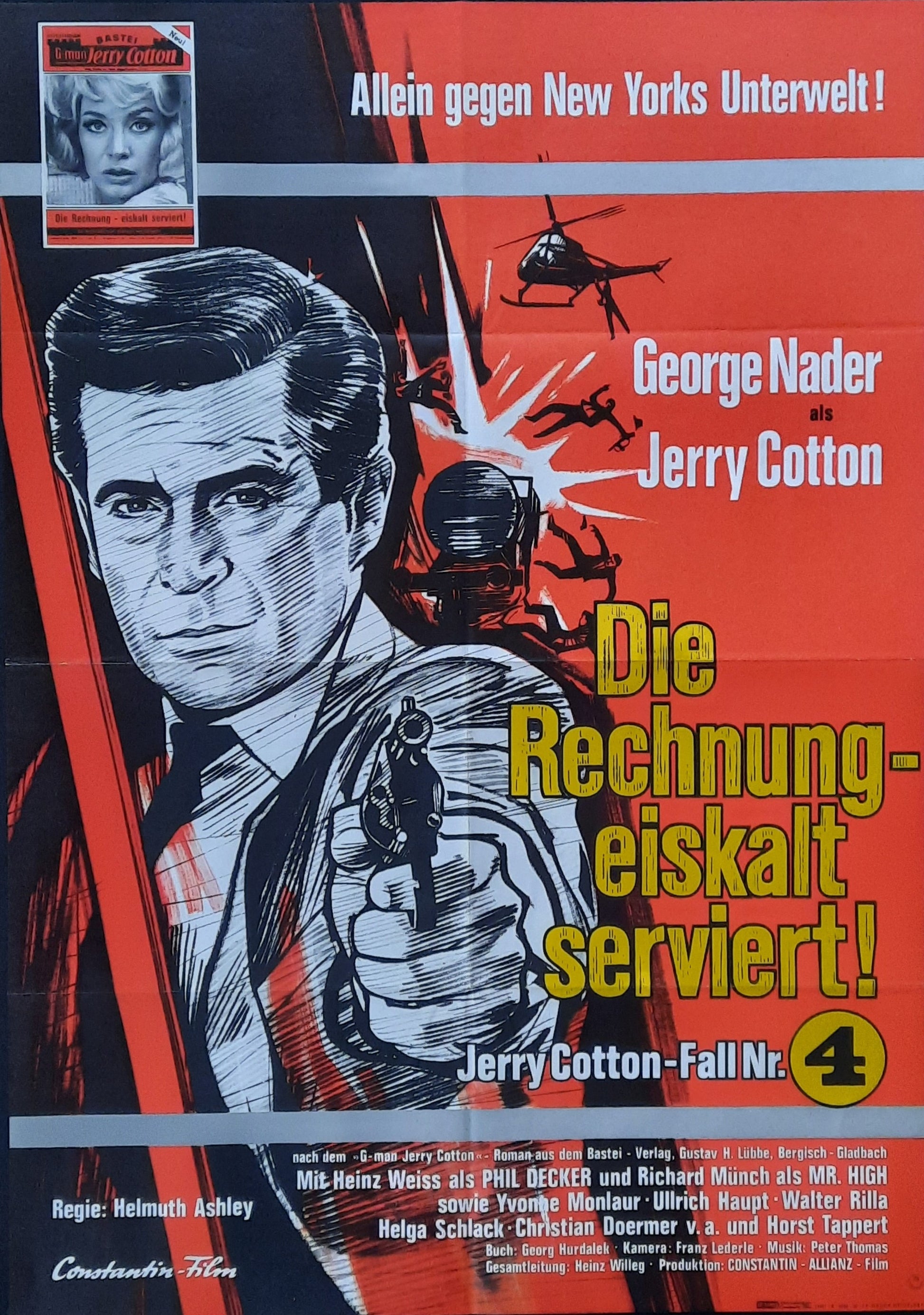 JERRY COTTON - TIP NOT INCLUDED Original Movie Poster 1966 George Nader German 1-Sheet Poster