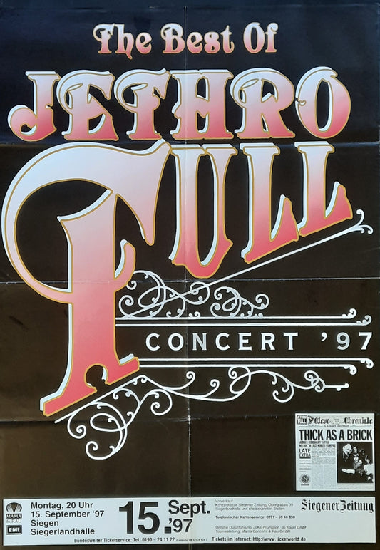 JETHRO TULL Original Concert Poster September 15, 1997 Siegen Germany 1