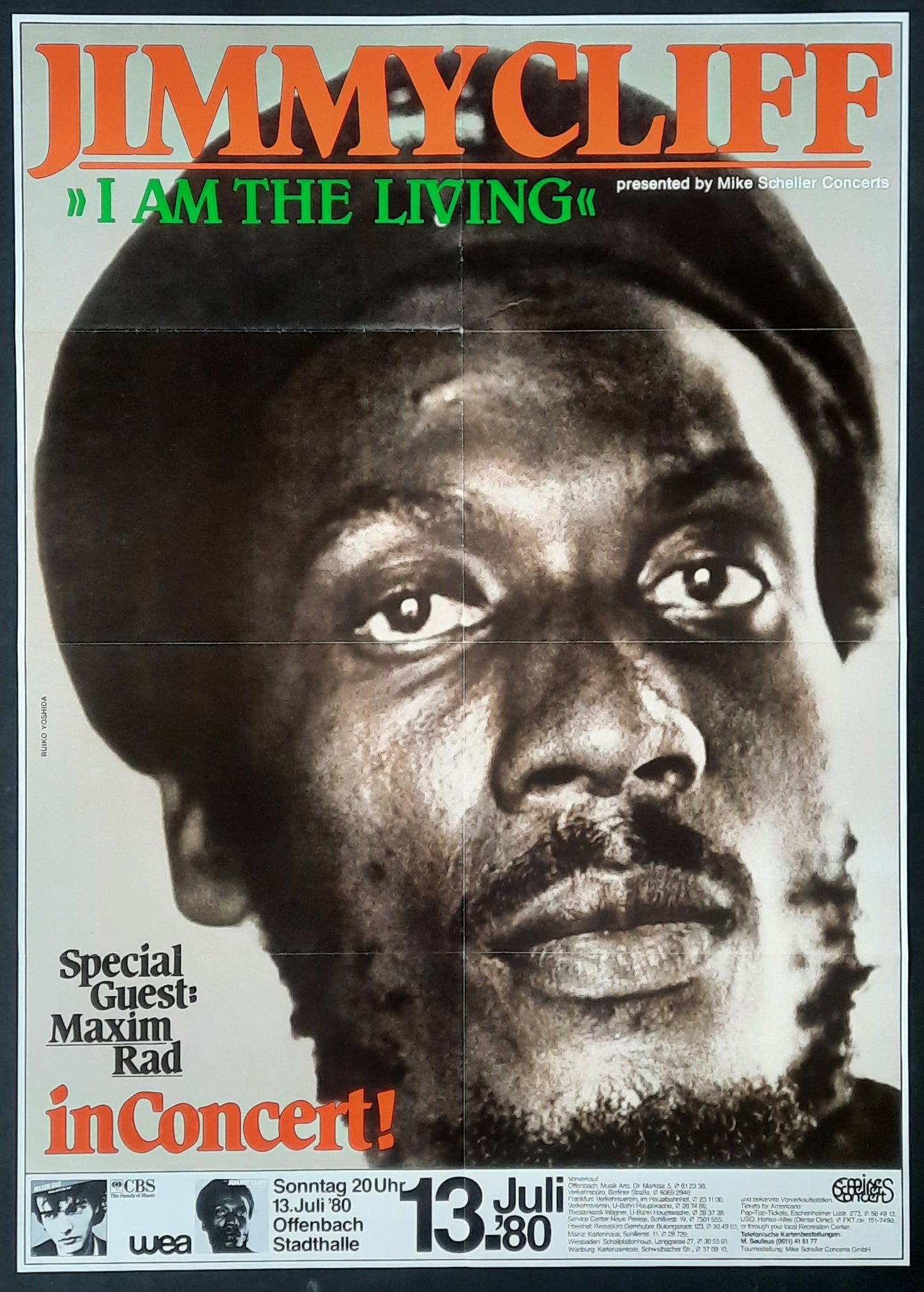 JIMMY CLIFF Original Concert Poster July 13, 1980 Offenbach Germany 1