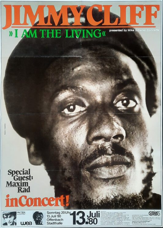 JIMMY CLIFF Original Concert Poster July 13, 1980 Offenbach Germany 1