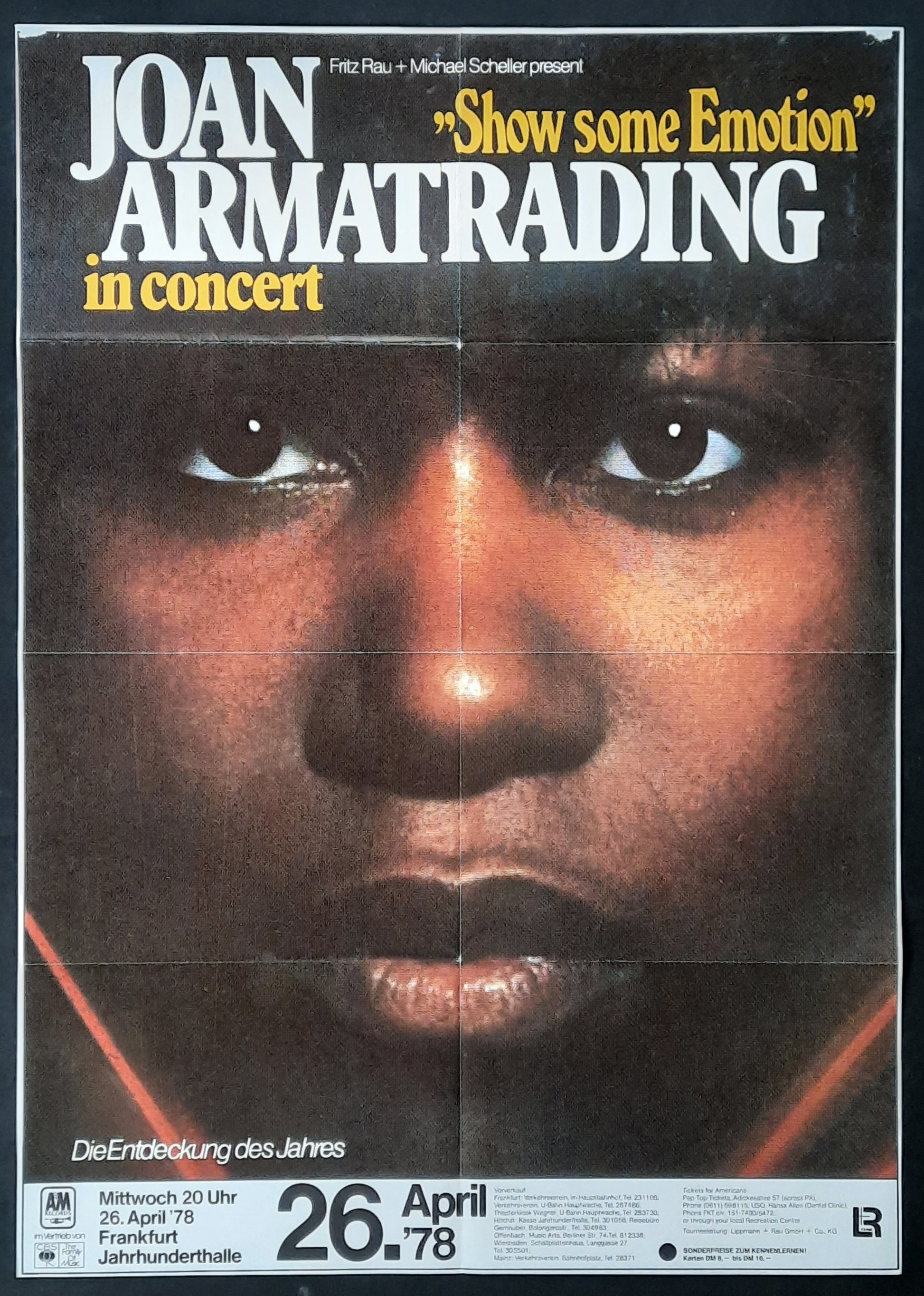 JOAN ARMATRADING Original Concert Poster April 26, 1978 Frankfurt Germany 1
