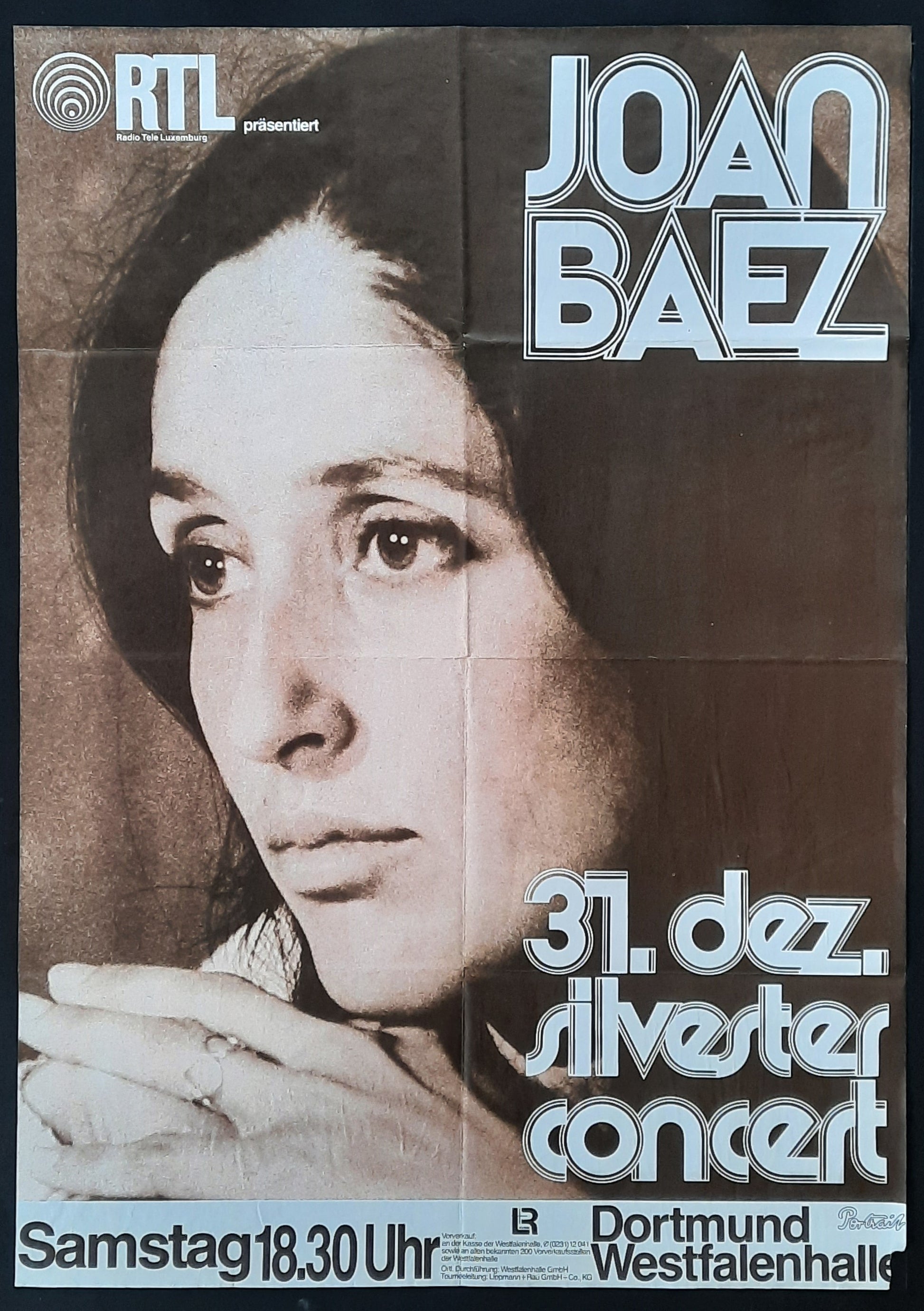 JOAN BAEZ Original Concert Poster December 31, 1977 Dortmund Germany 1