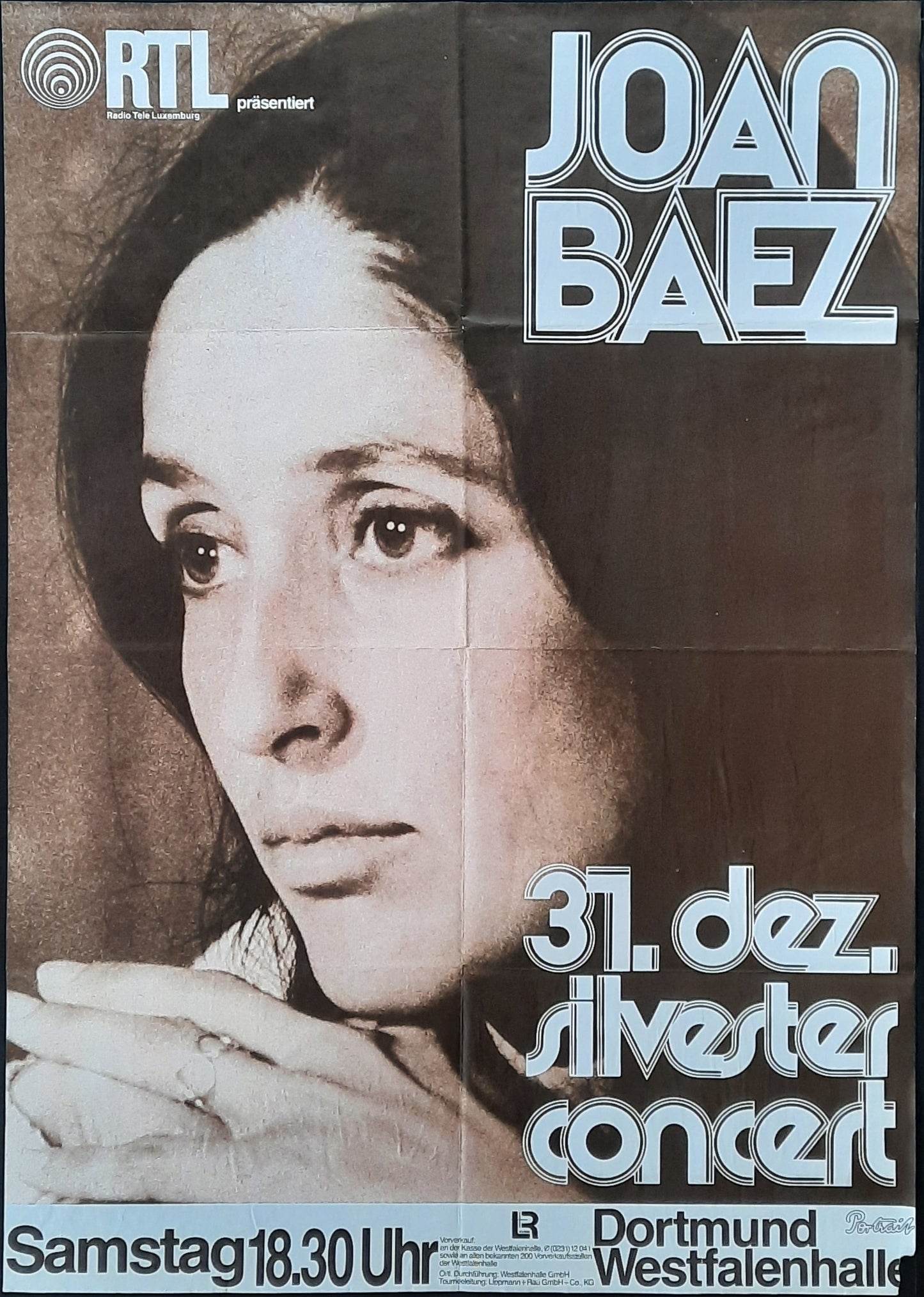 JOAN BAEZ Original Concert Poster December 31, 1977 Dortmund Germany 1