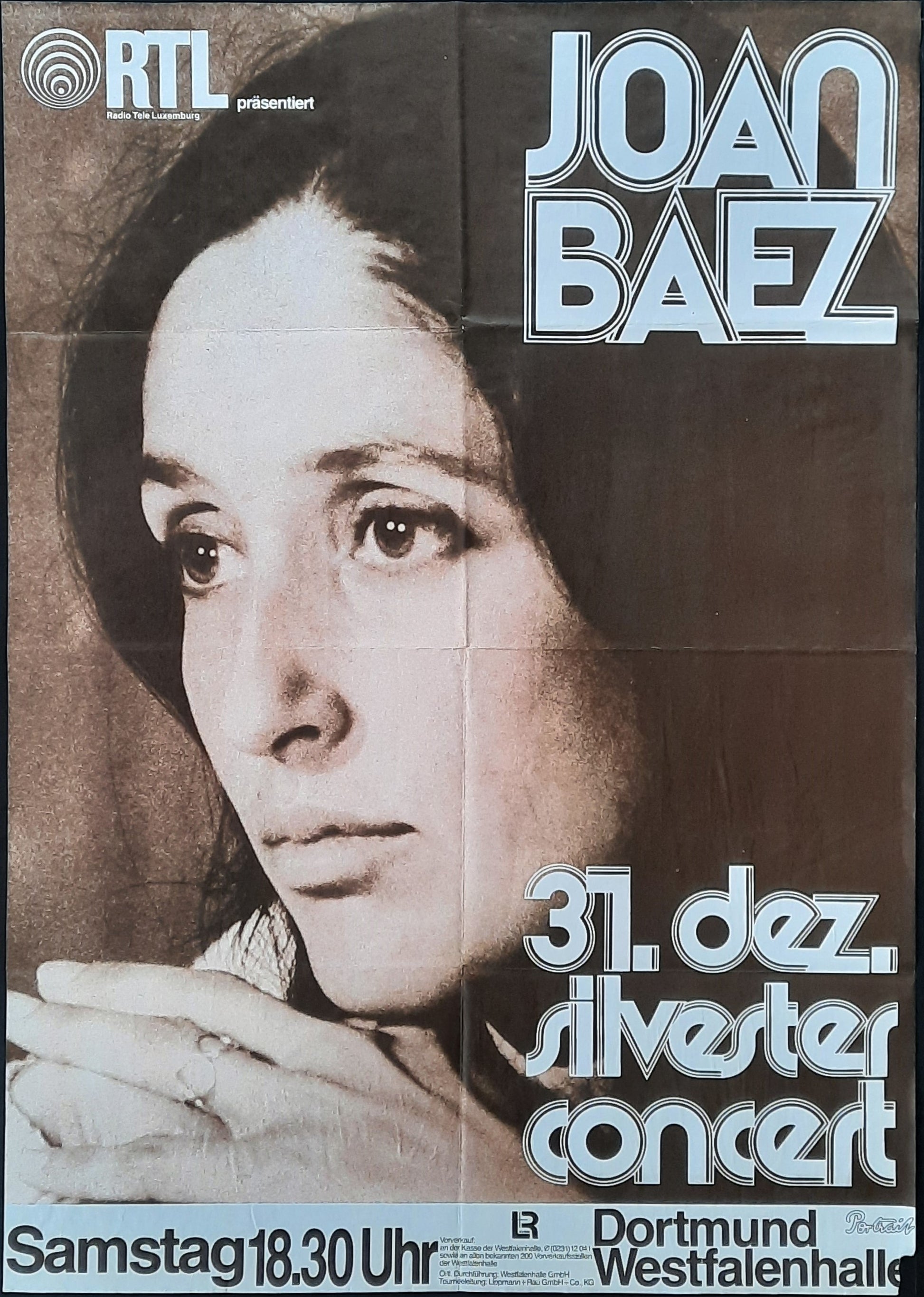 JOAN BAEZ Original Concert Poster December 31, 1977 Dortmund Germany 1
