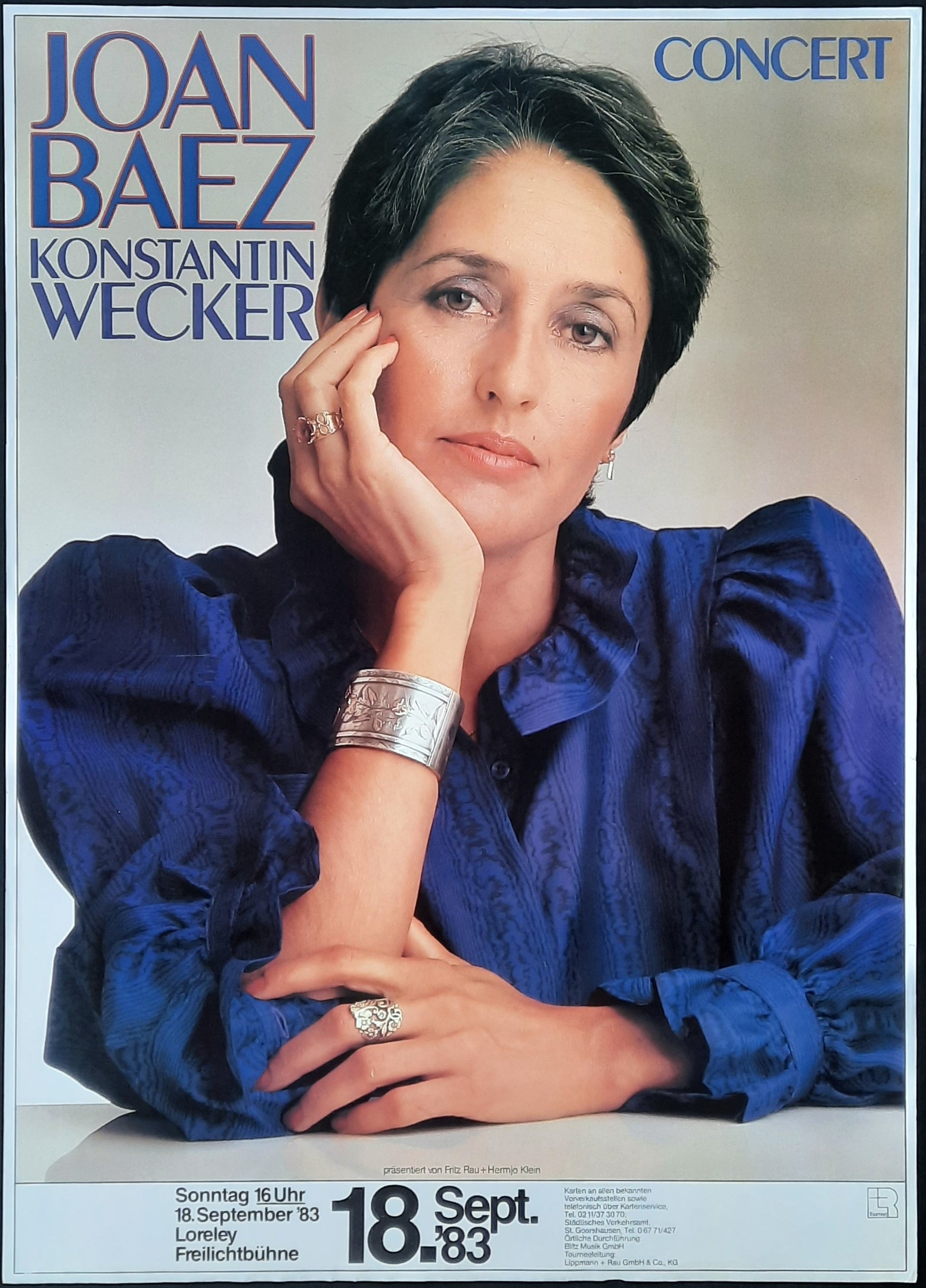 JOAN BAEZ Original Concert Poster September 18, 1983 Loreley Germany 1
