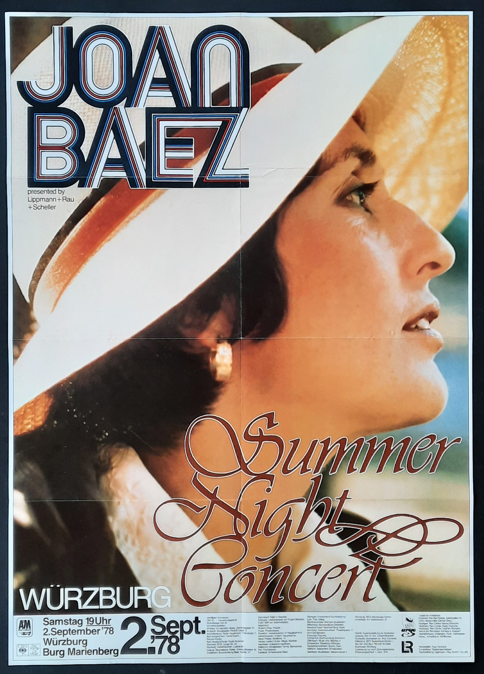 JOAN BAEZ Original Concert Poster September 2, 1978 Wuerzburg Germany 1