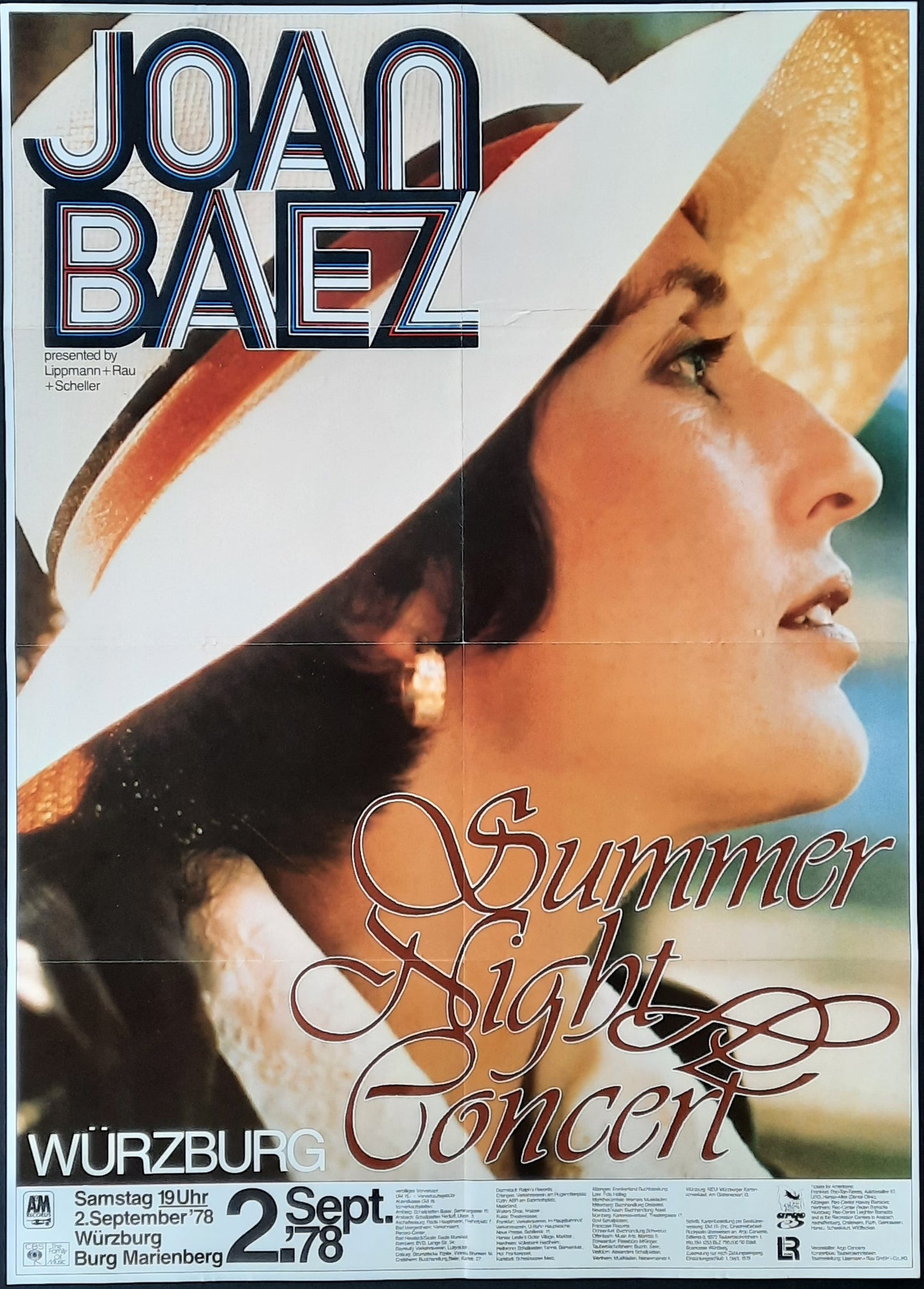 JOAN BAEZ Original Concert Poster September 2, 1978 Wuerzburg Germany 1