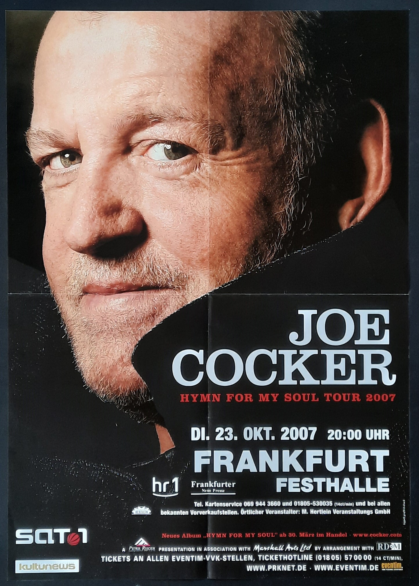 JOE COCKER Original Concert Poster October 23, 2007 Frankfurt Germany