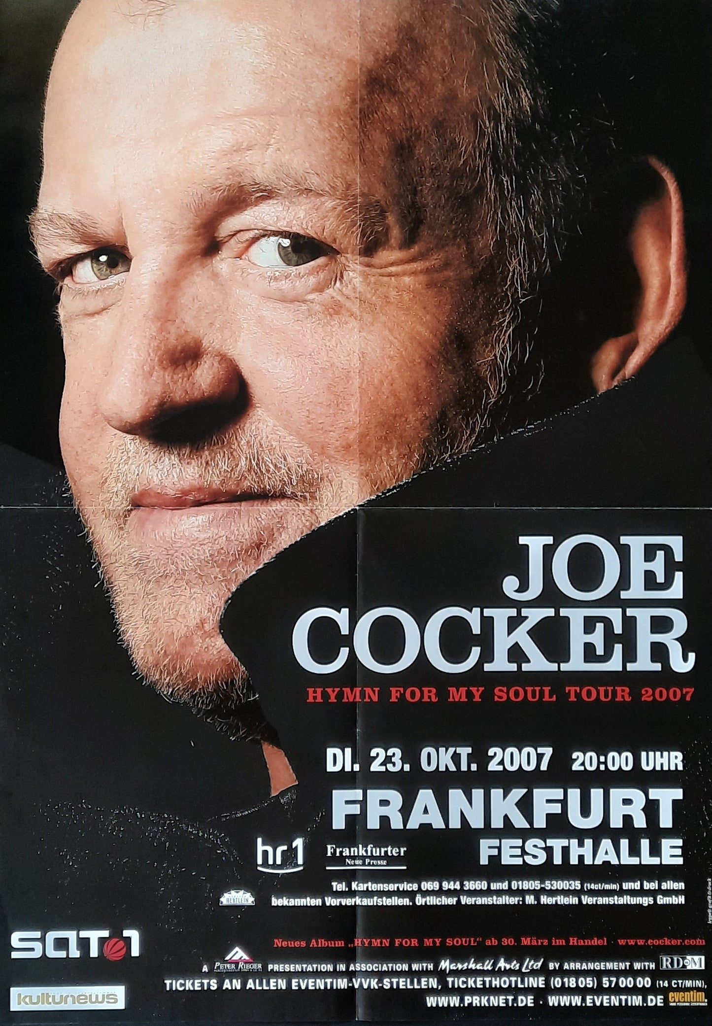 JOE COCKER Original Concert Poster October 23, 2007 Frankfurt Germany