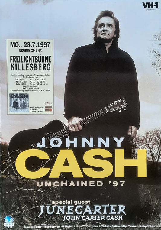 JOHNNY CASH Original Concert Poster July 28, 1997 Killesberg Germany 1