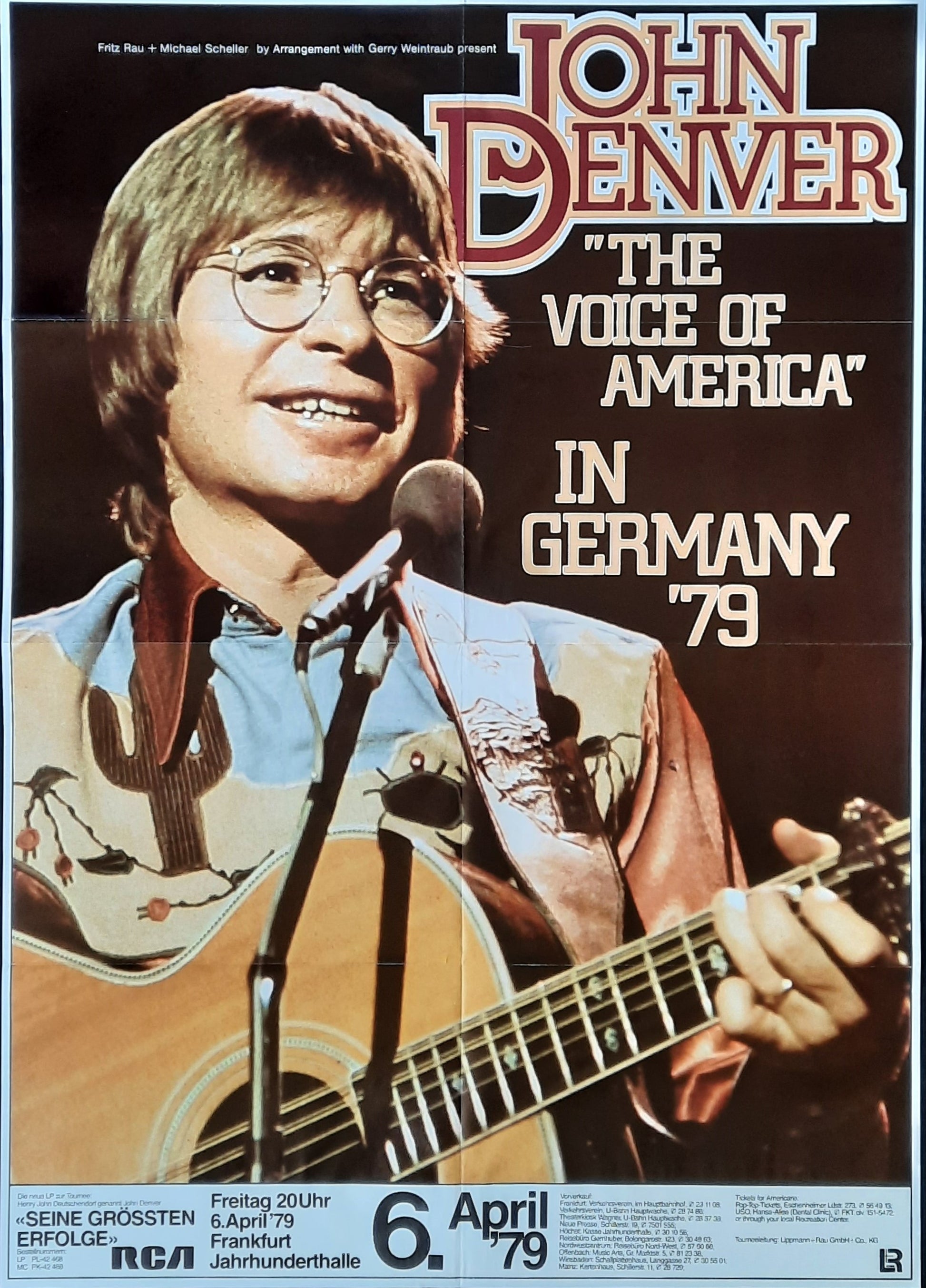 JOHN DENVER Original Concert Poster April 6, 1979 Frankfurt Germany 1