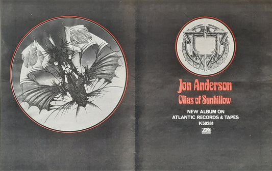 JON ANDERSON 1976 Poster/double sided Press Ad Album "Olias Of Sunhillow"