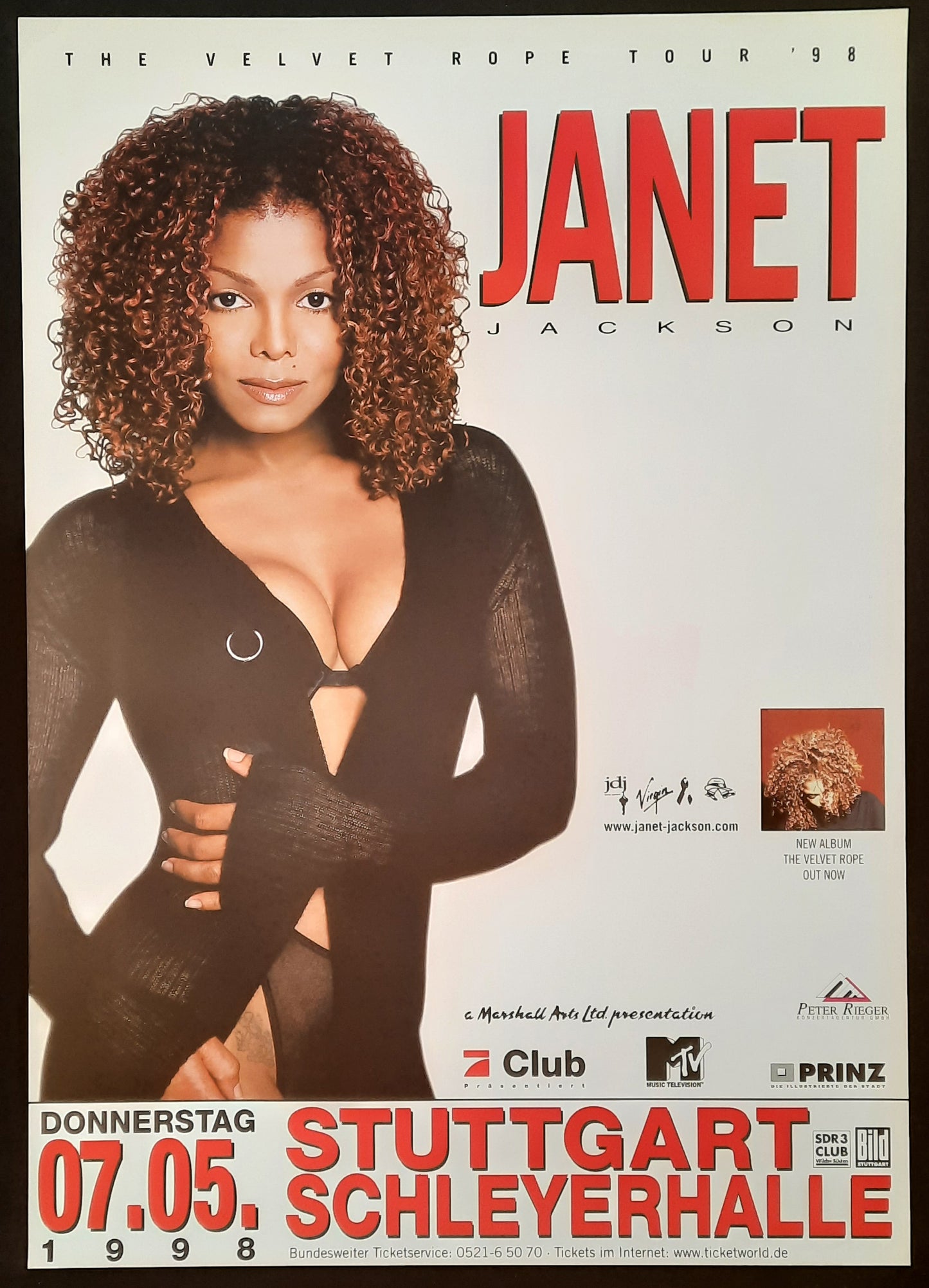 Janet Jackson 1998 Concert Poster May 7th Stuttgart Germany 1st Print