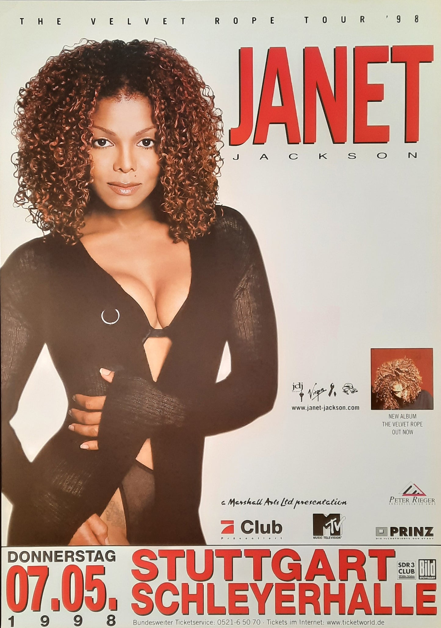 Janet Jackson 1998 Concert Poster May 7th Stuttgart Germany 1st Print