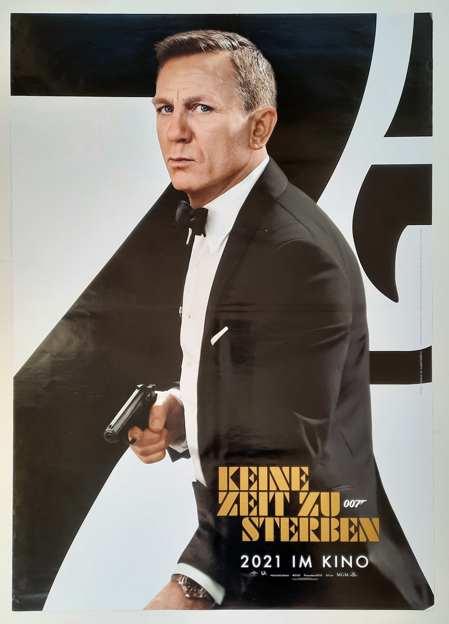 JAMES BOND "No Time to Die" 2021 Poster Daniel Craig German 2-Sheet Movie Teaser-Poster 33 x 46 first print SUBWAY POSTER - ROLLED