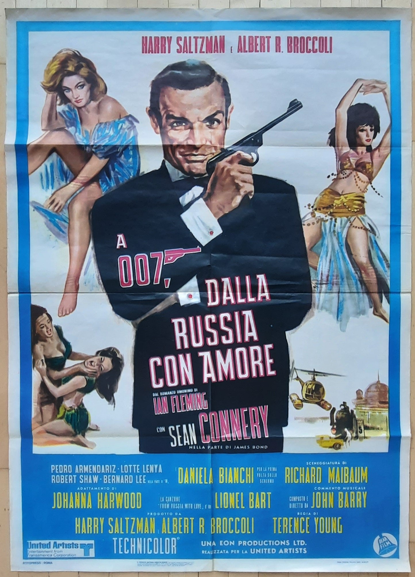 JAMES BOND "From Russia With Love R-1970s (1963) Italian 2-Sheet Movie Poster 39 x 55